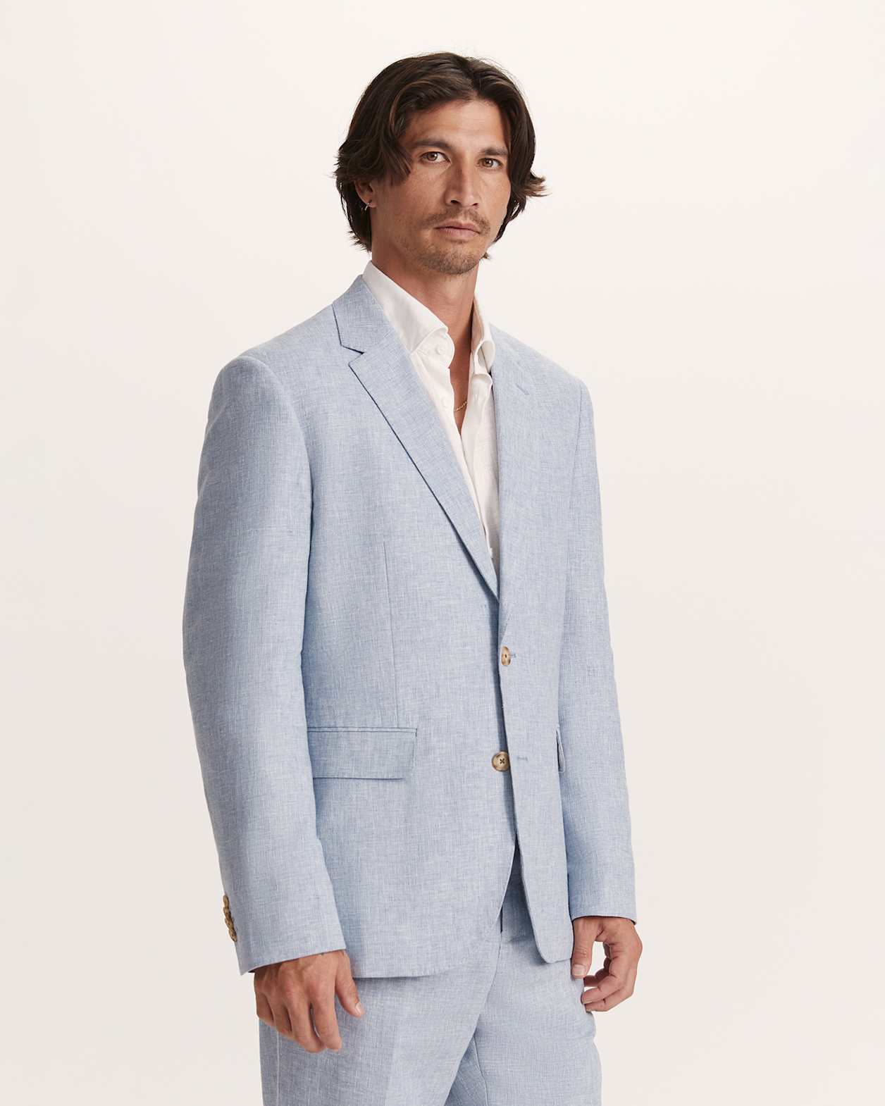 Duke Linen Blend Item Jacket in BLUE