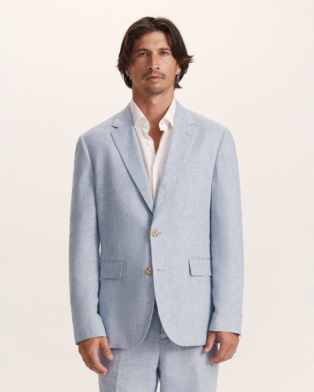 Duke Linen Blend Item Jacket in BLUE