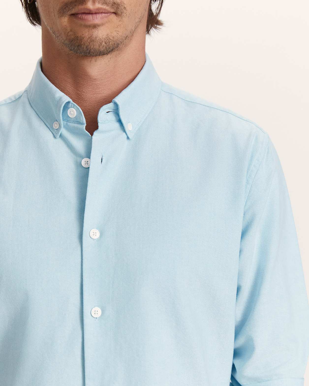 Nathan Oxford Cotton Shirt in OCEAN