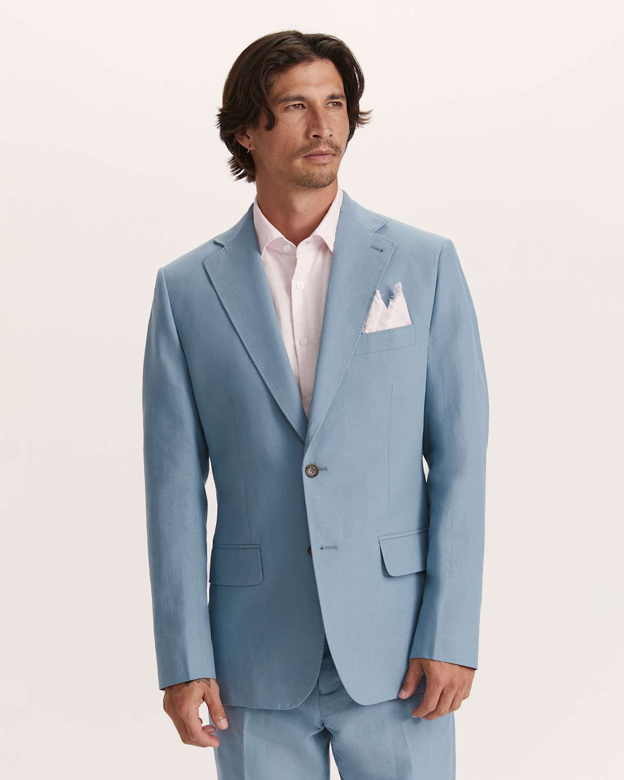 Bartel Cotton Linen Classic Suit Jacket in DUSK BLUE