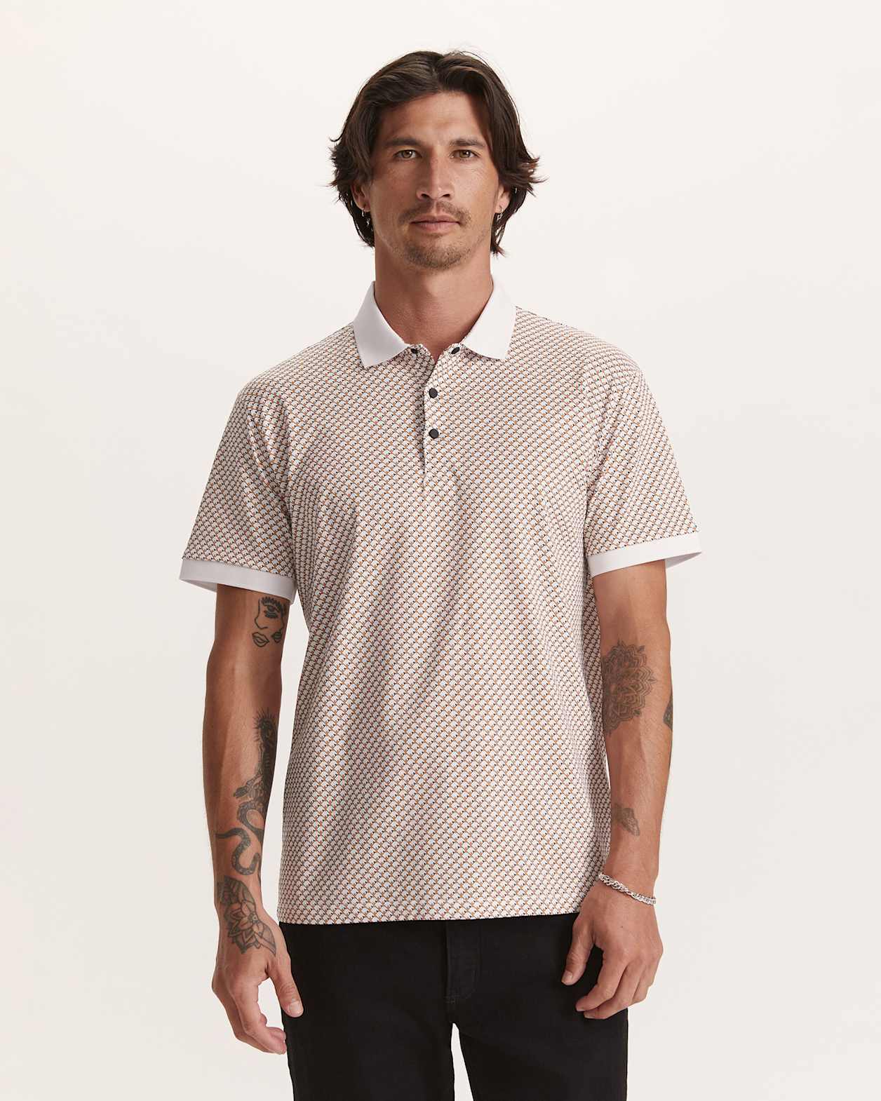 Bale Print Polo in TAN