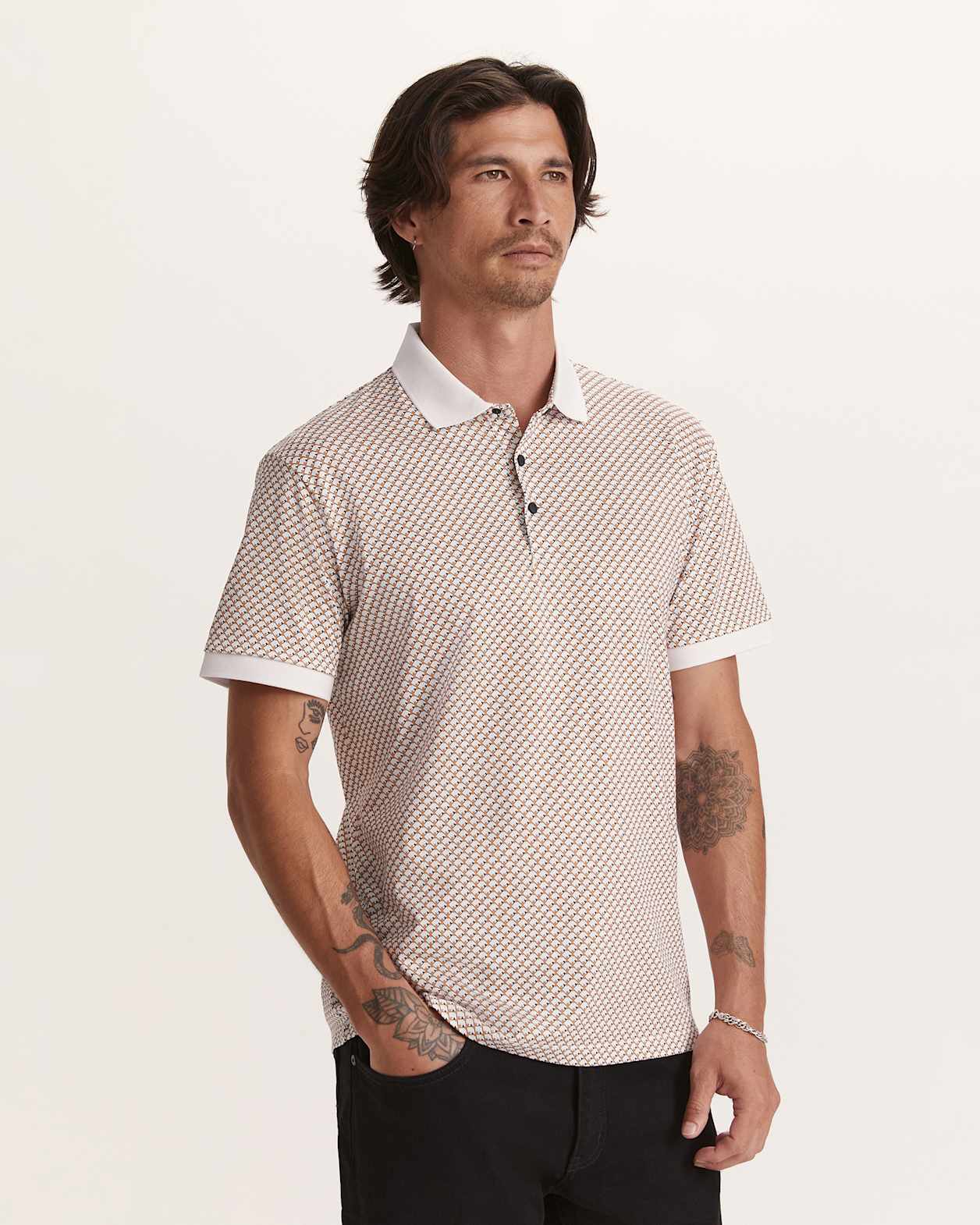 Bale Print Polo in TAN
