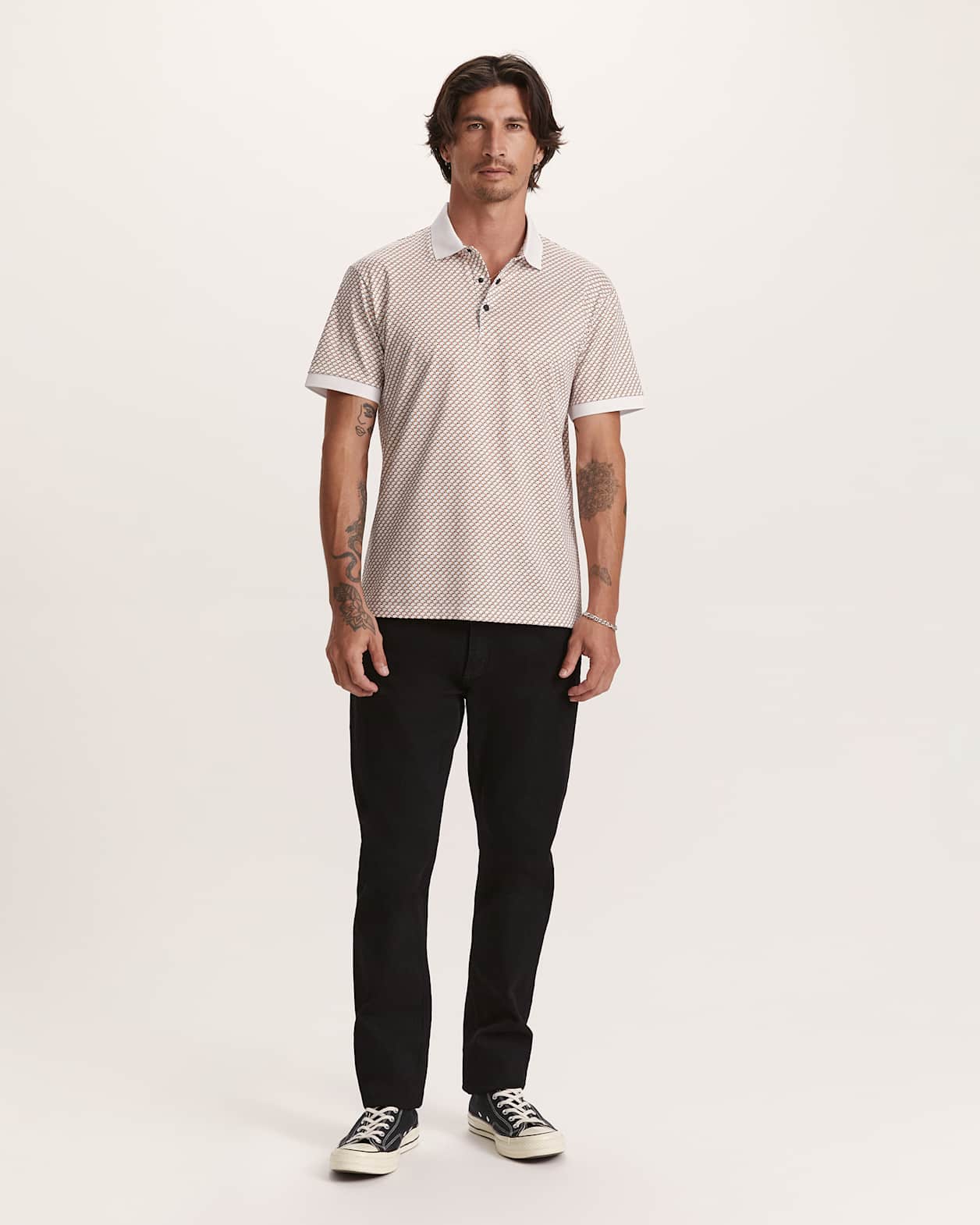 Bale Print Polo in TAN