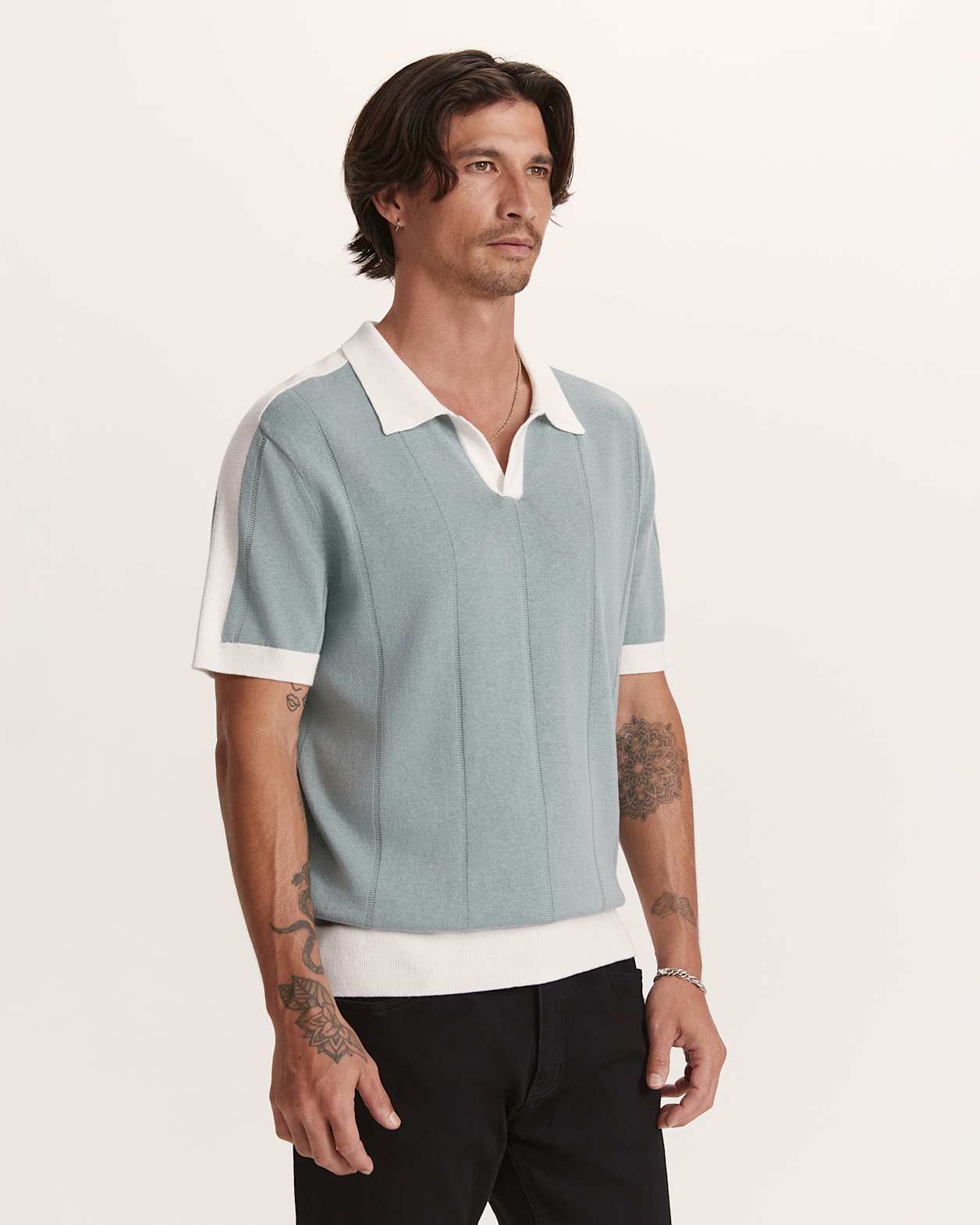 Cornell Contrast Polo in MIST