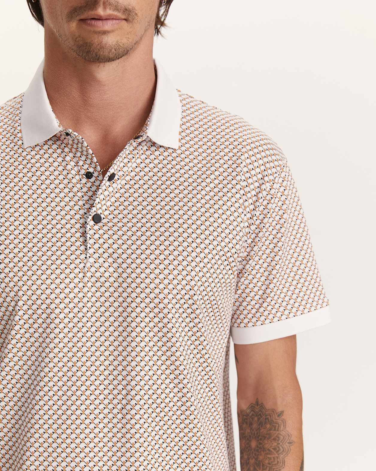 Bale Print Polo in TAN