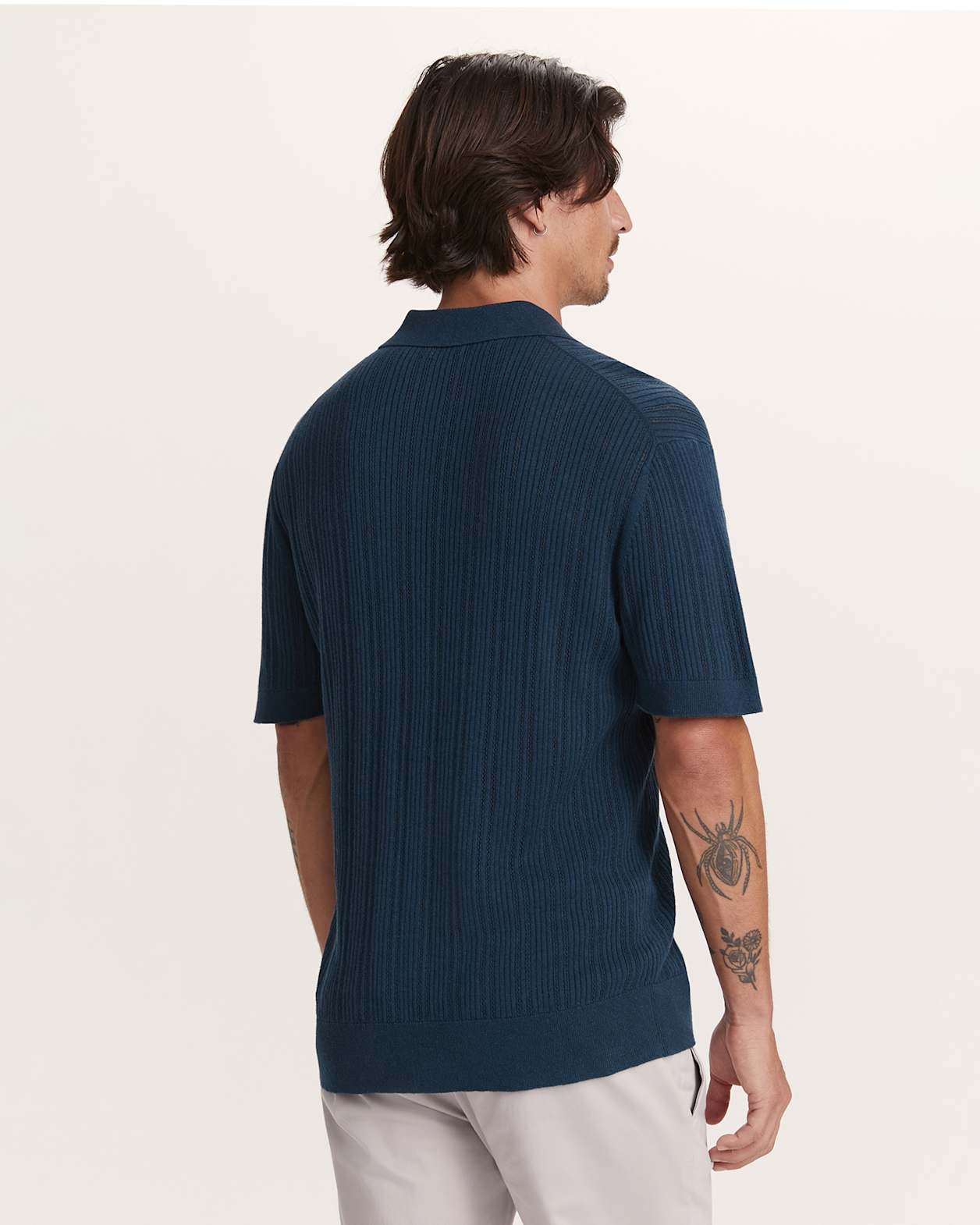 Nelson Linen Cotton Knit Polo in INK
