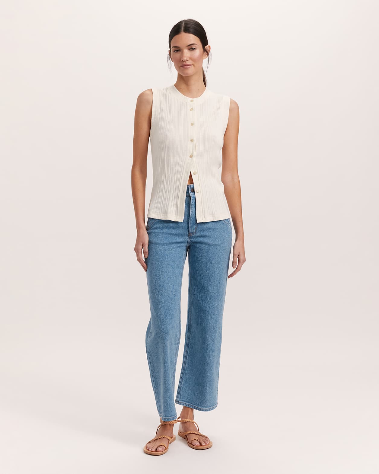 Sabine Crew Neck Vest in VANILLA