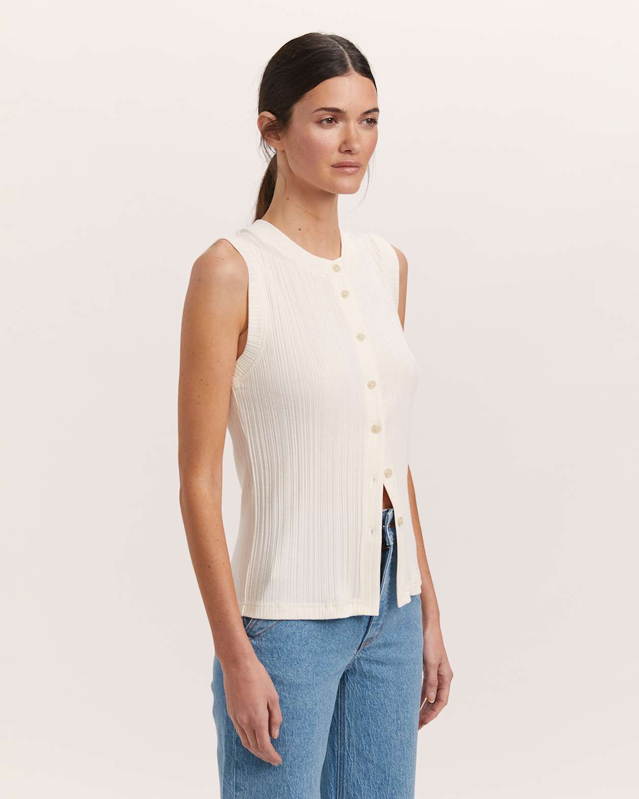 Sabine Crew Neck Vest in VANILLA