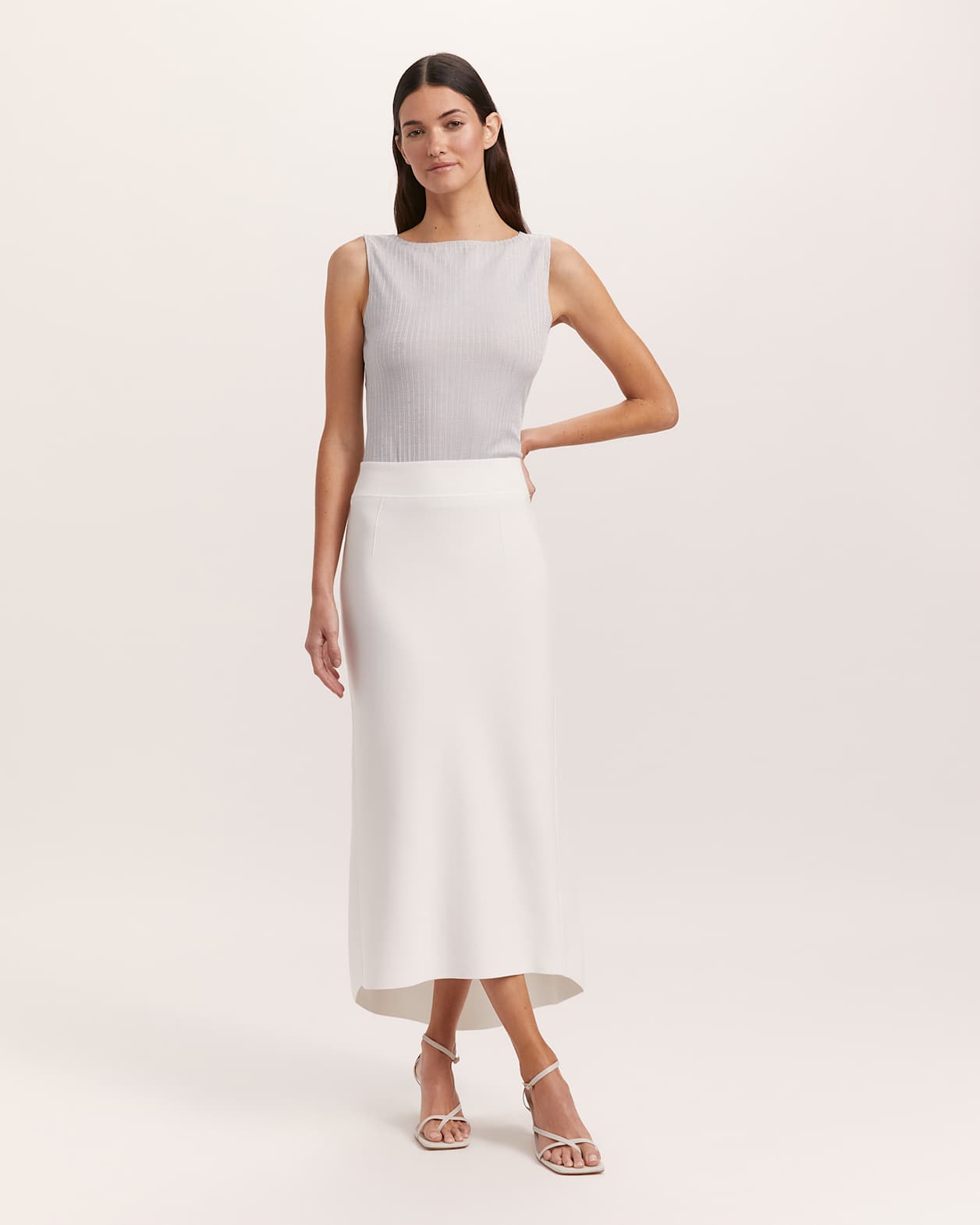 Mia Milano Fluted Skirt in IVORY