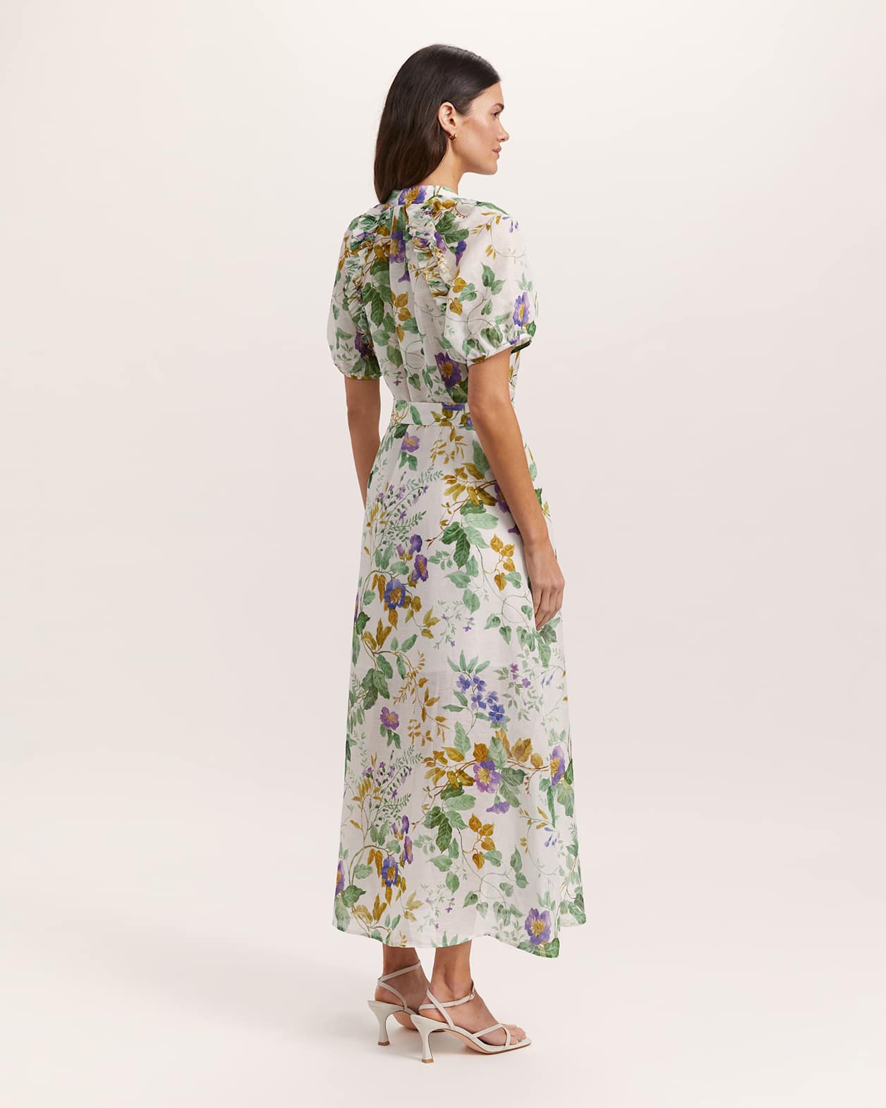 Wildflower Linen Silk Midi Dress in MULTI