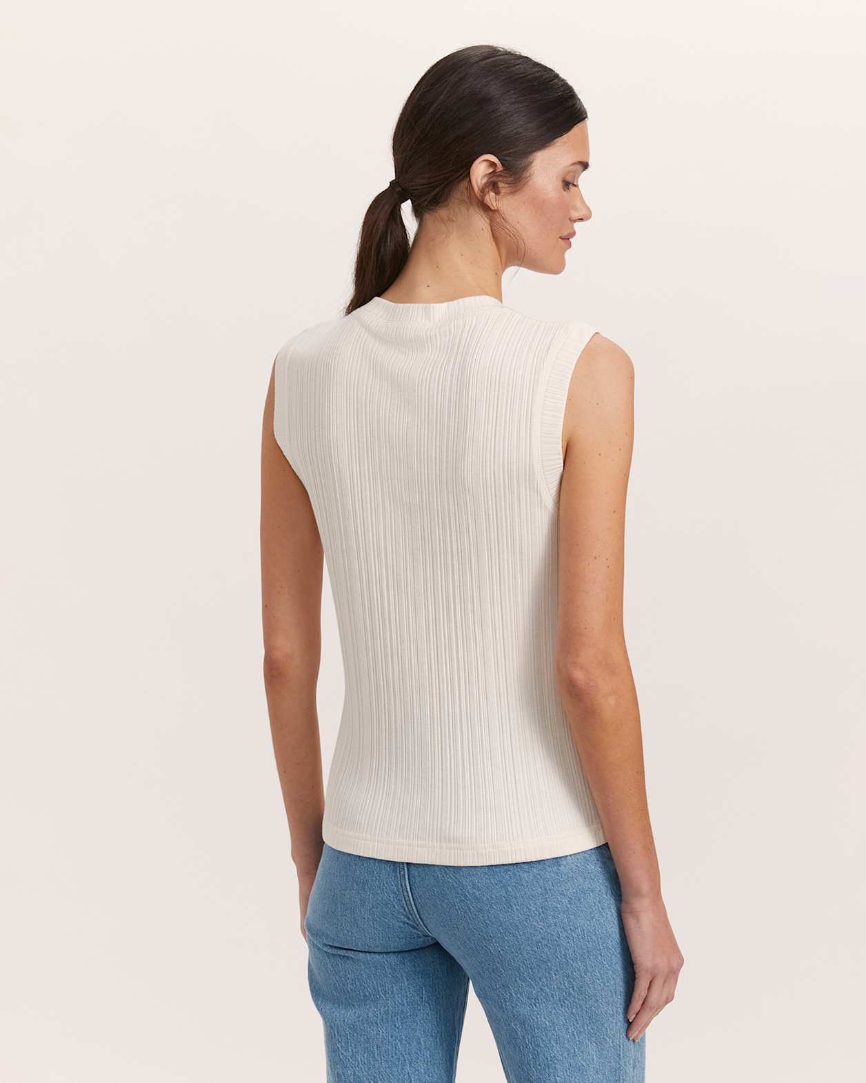 Sabine Crew Neck Vest in VANILLA