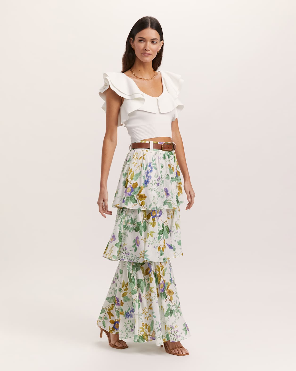 Wildflower Linen Silk Maxi Skirt in MULTI