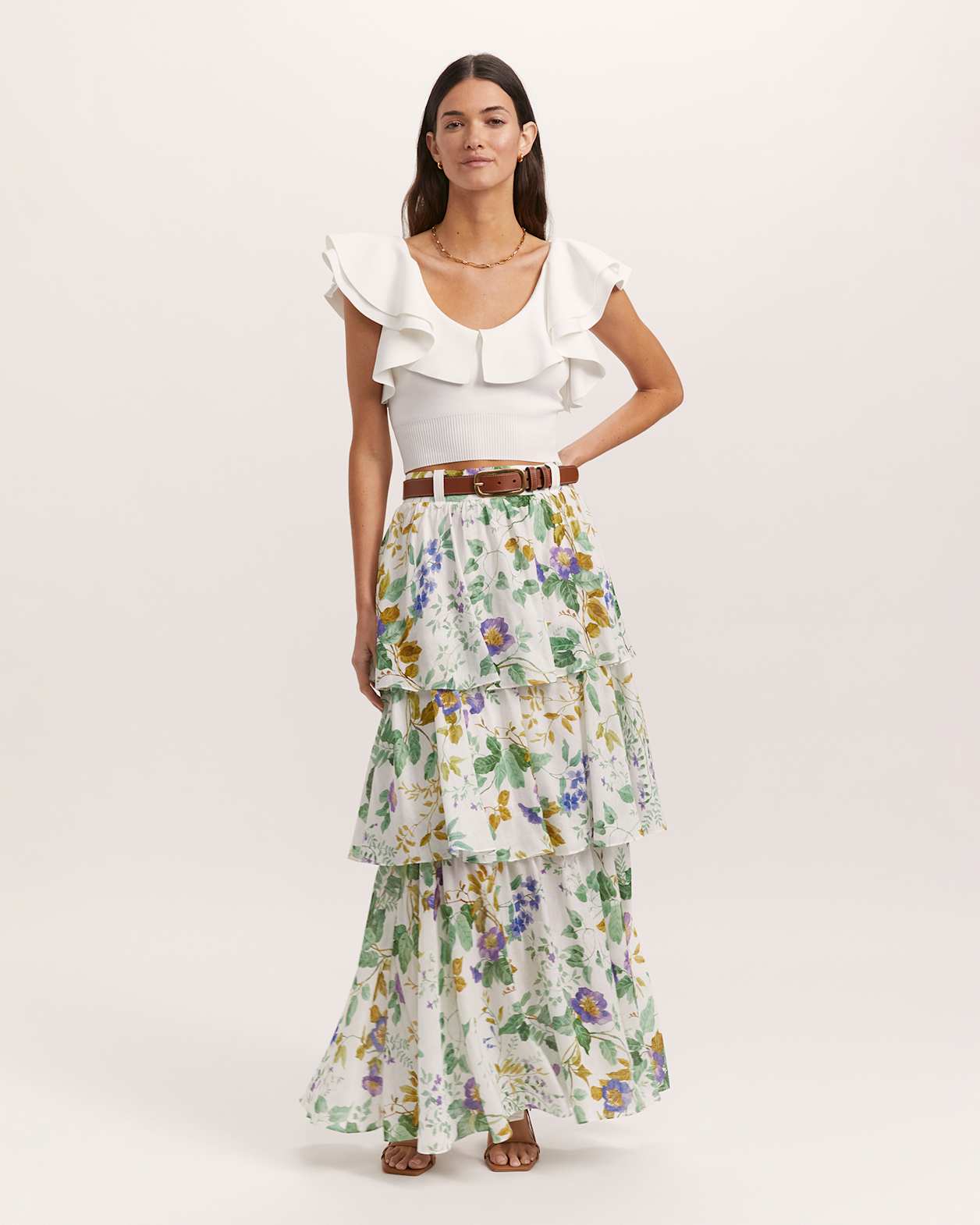 Wildflower Linen Silk Maxi Skirt in MULTI