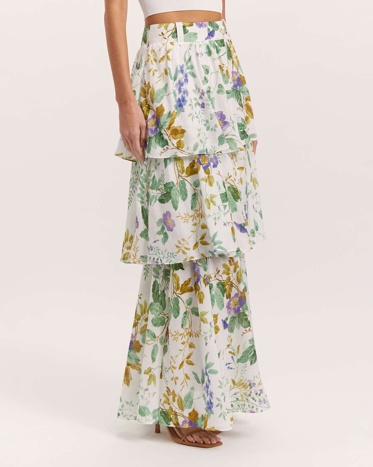 Wildflower Linen Silk Maxi Skirt in MULTI