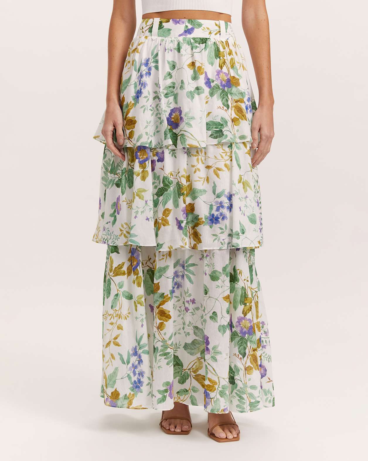 Wildflower Linen Silk Maxi Skirt in MULTI