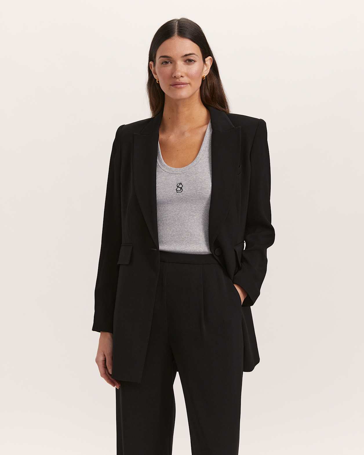 Isabella Longline Blazer in BLACK