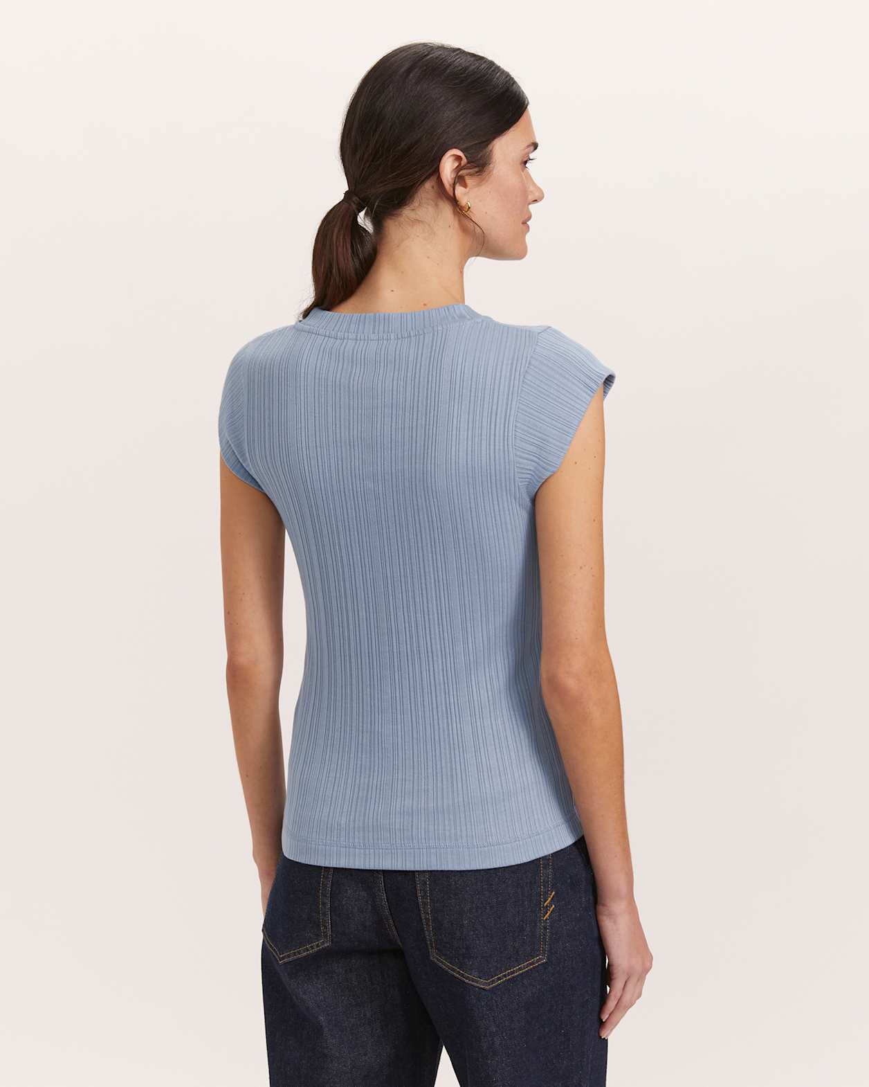 Sabine Cap Sleeve Tee in DENIM