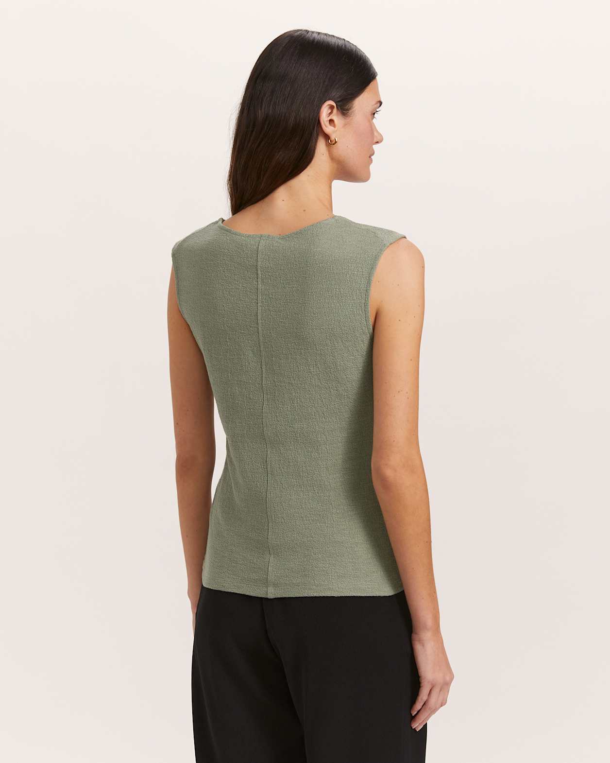 Eva Cotton V Neck Tank in SAGE
