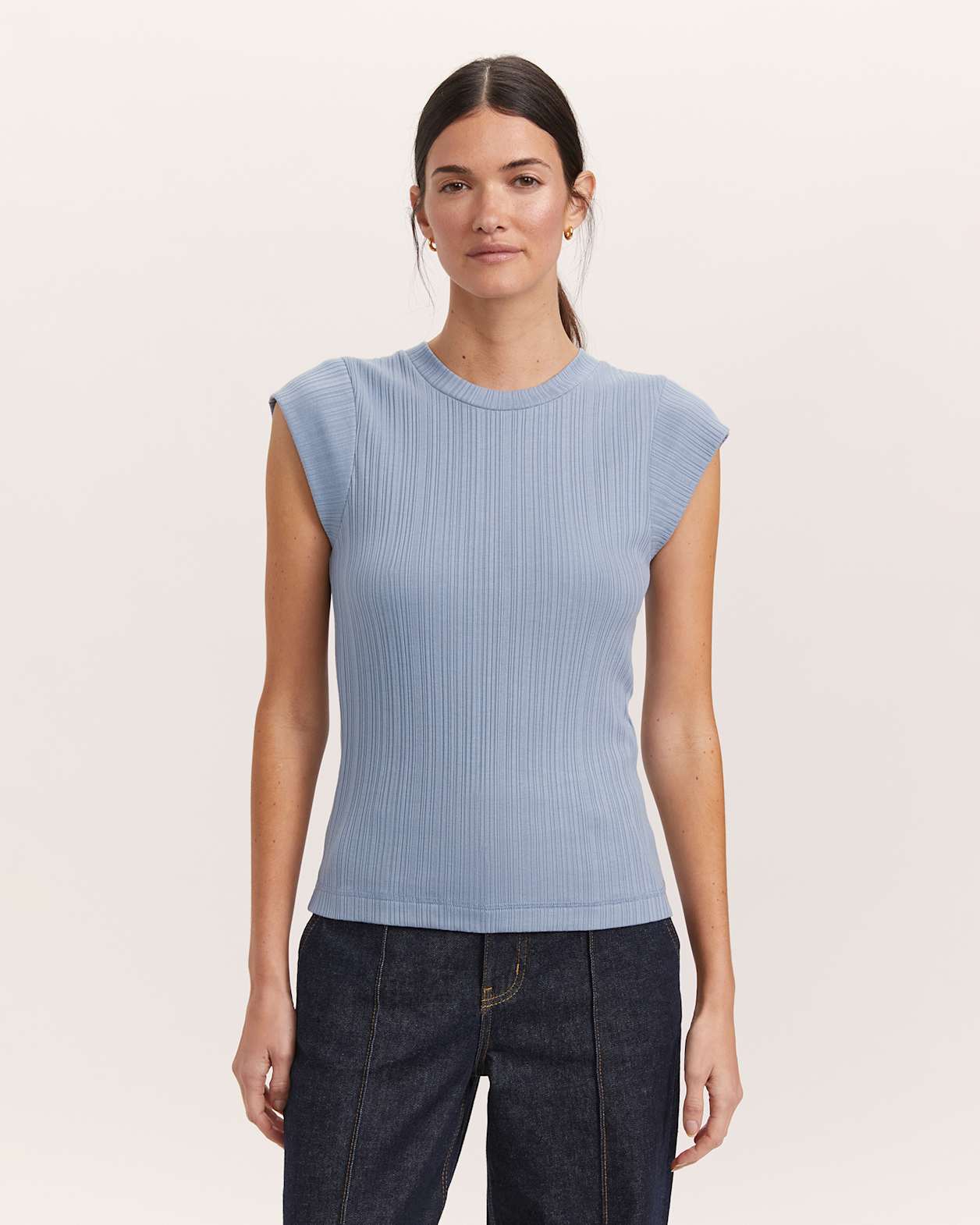 Sabine Cap Sleeve Tee in DENIM