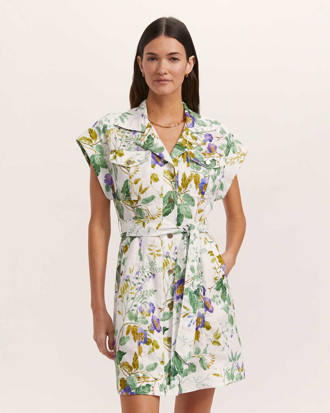 Wildflower Linen Mini Dress in MULTI