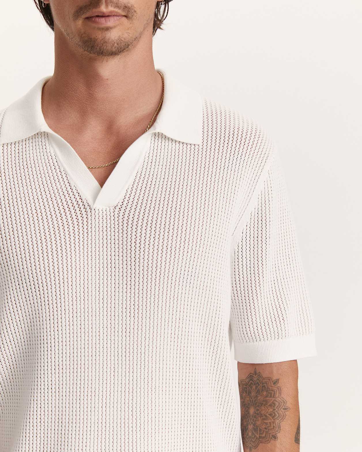 Escobar Knit Polo in WHITE