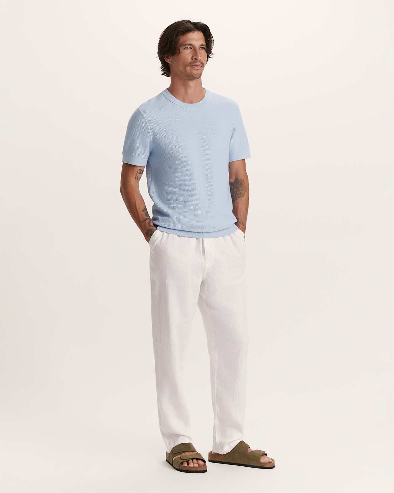 Como Cotton Knit Tee in LIGHT BLUE
