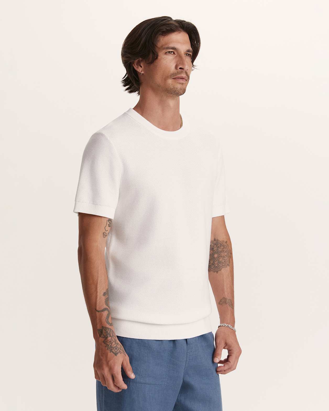 Como Cotton Knit Tee in WHITE