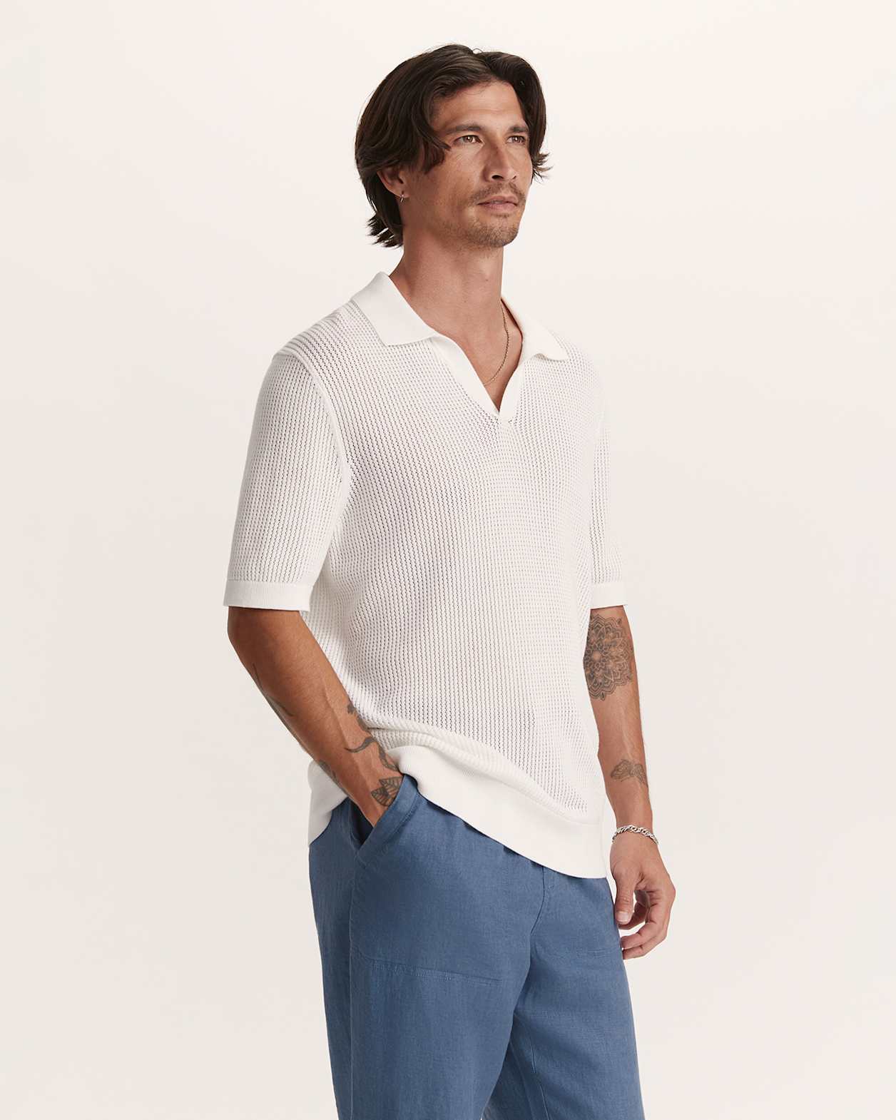 Escobar Knit Polo in WHITE
