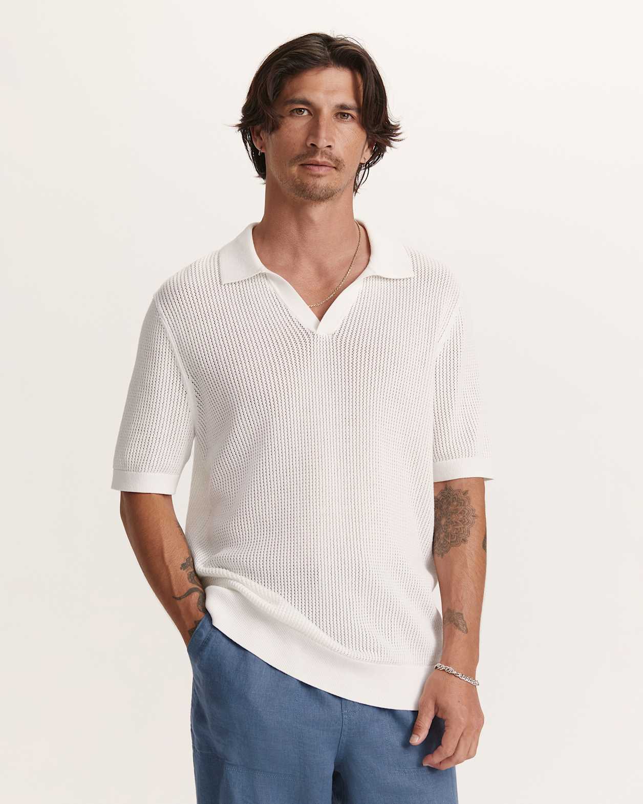 Escobar Knit Polo in WHITE