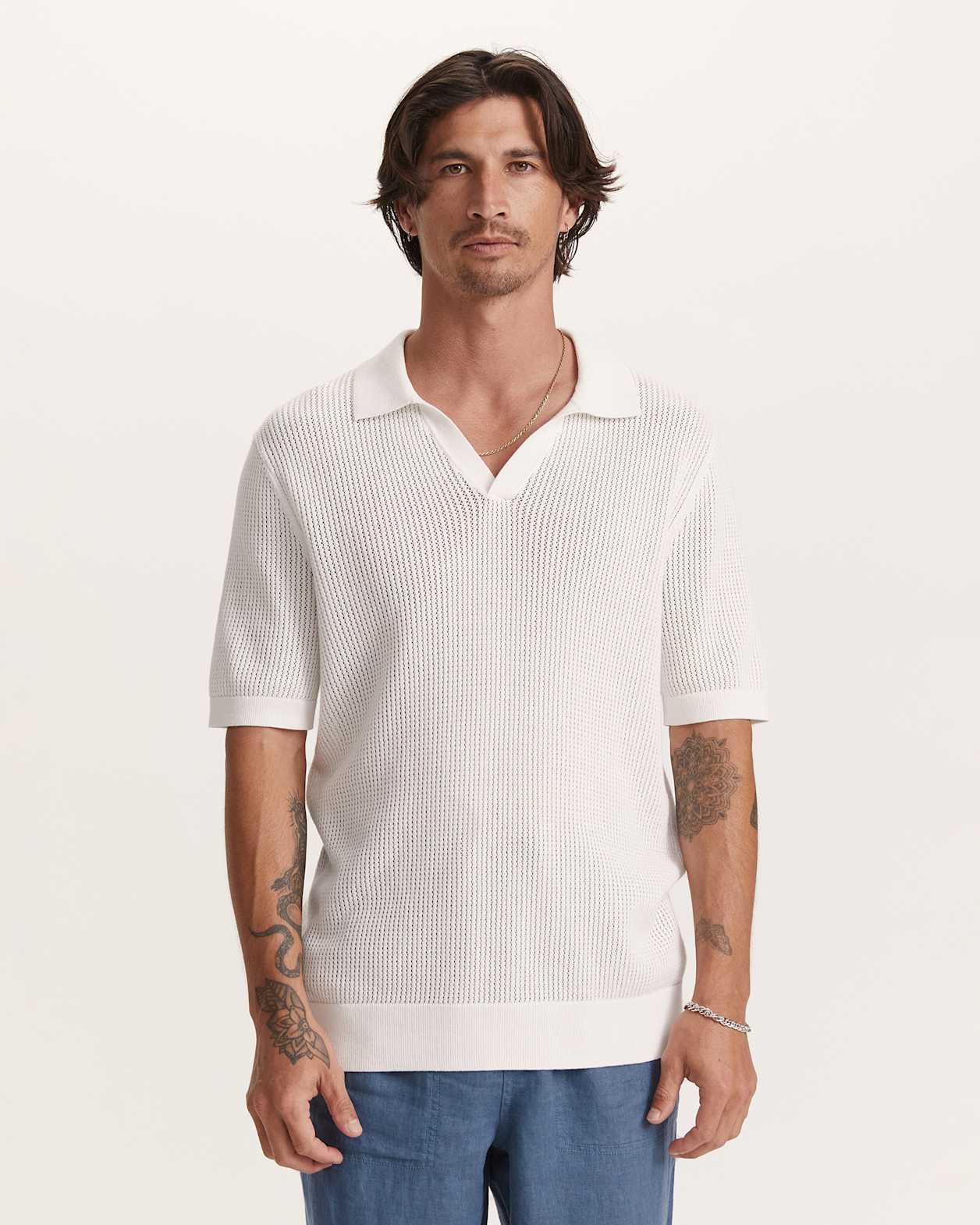 Escobar Knit Polo in WHITE