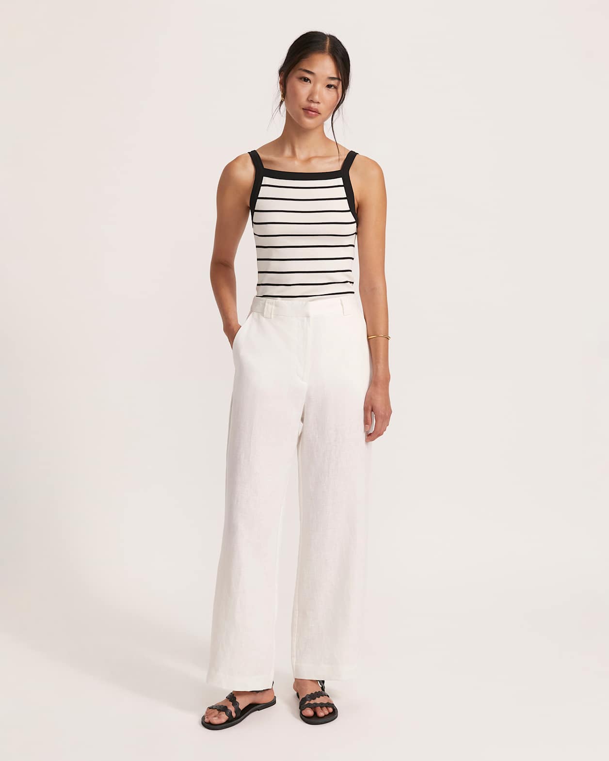 Lila Linen 7/8 Pant in WHITE