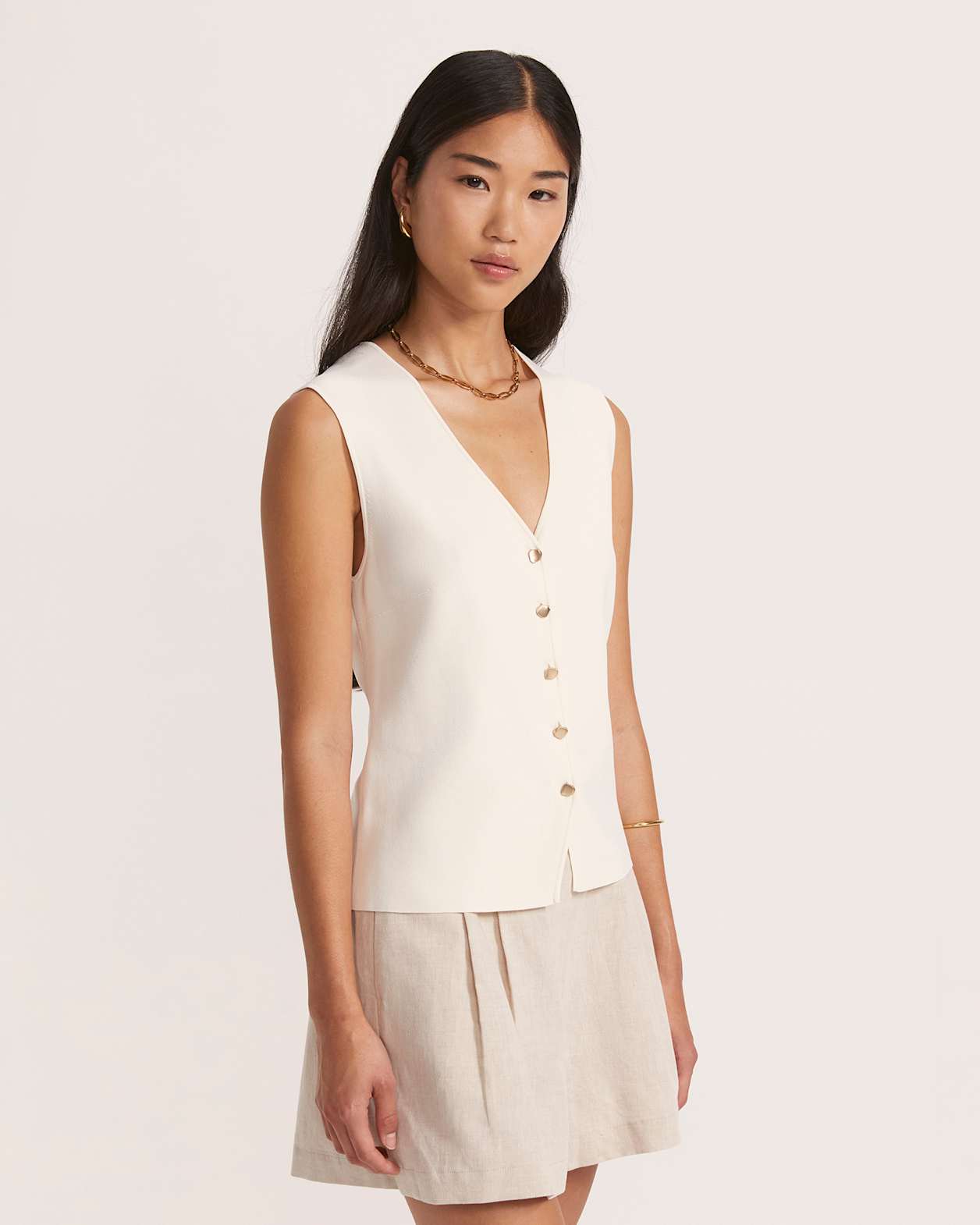 Vera Knit Vest in VANILLA