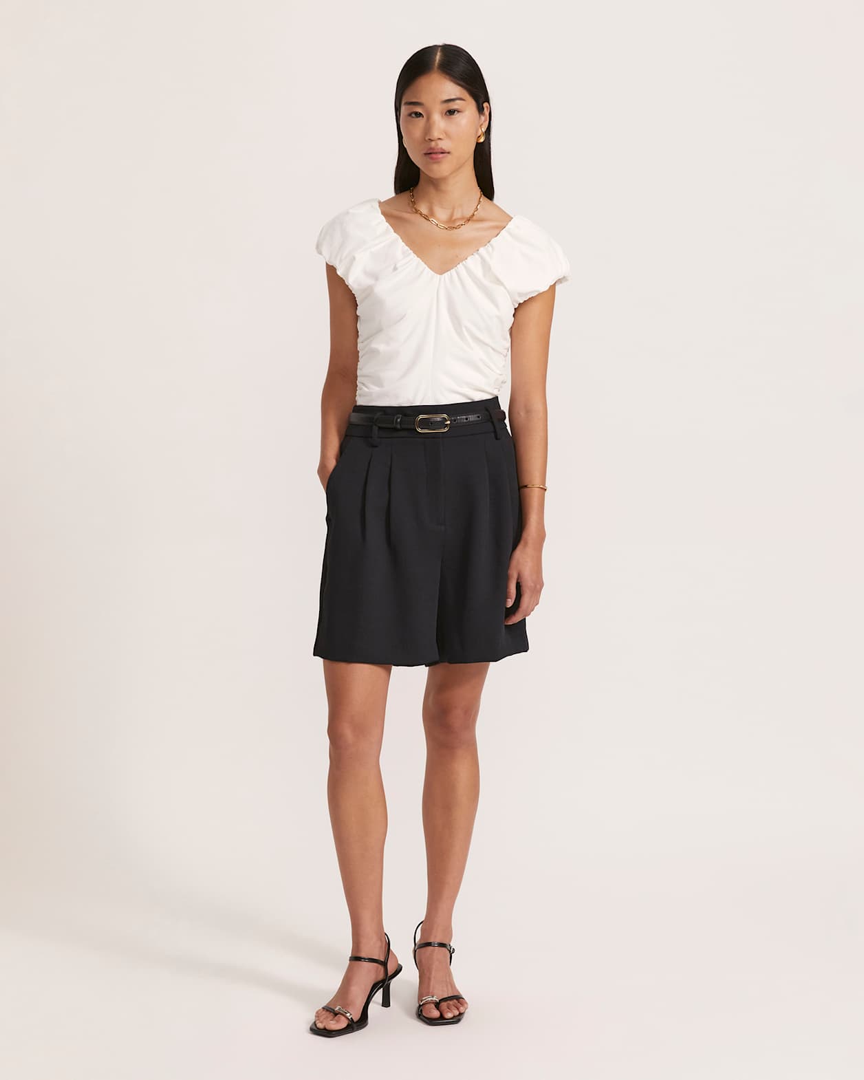 Reagan Rouched Top in WHITE