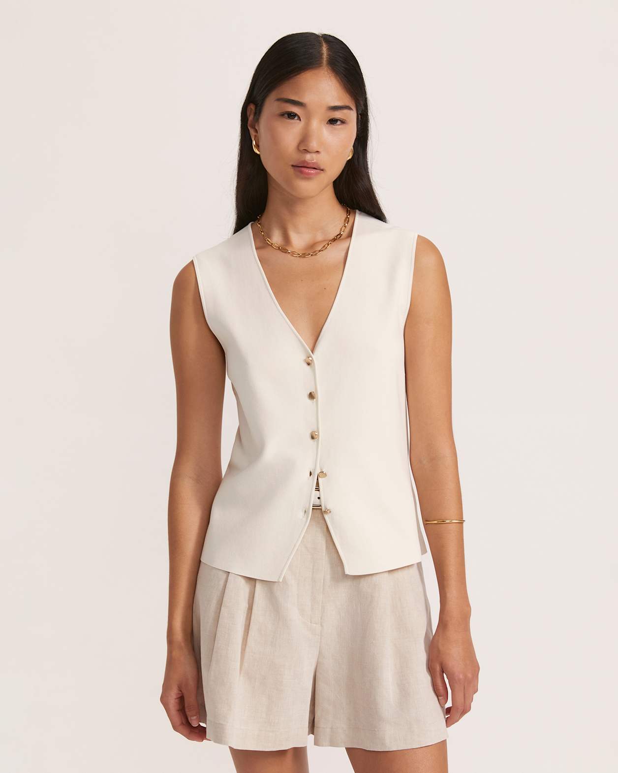 Vera Knit Vest in VANILLA