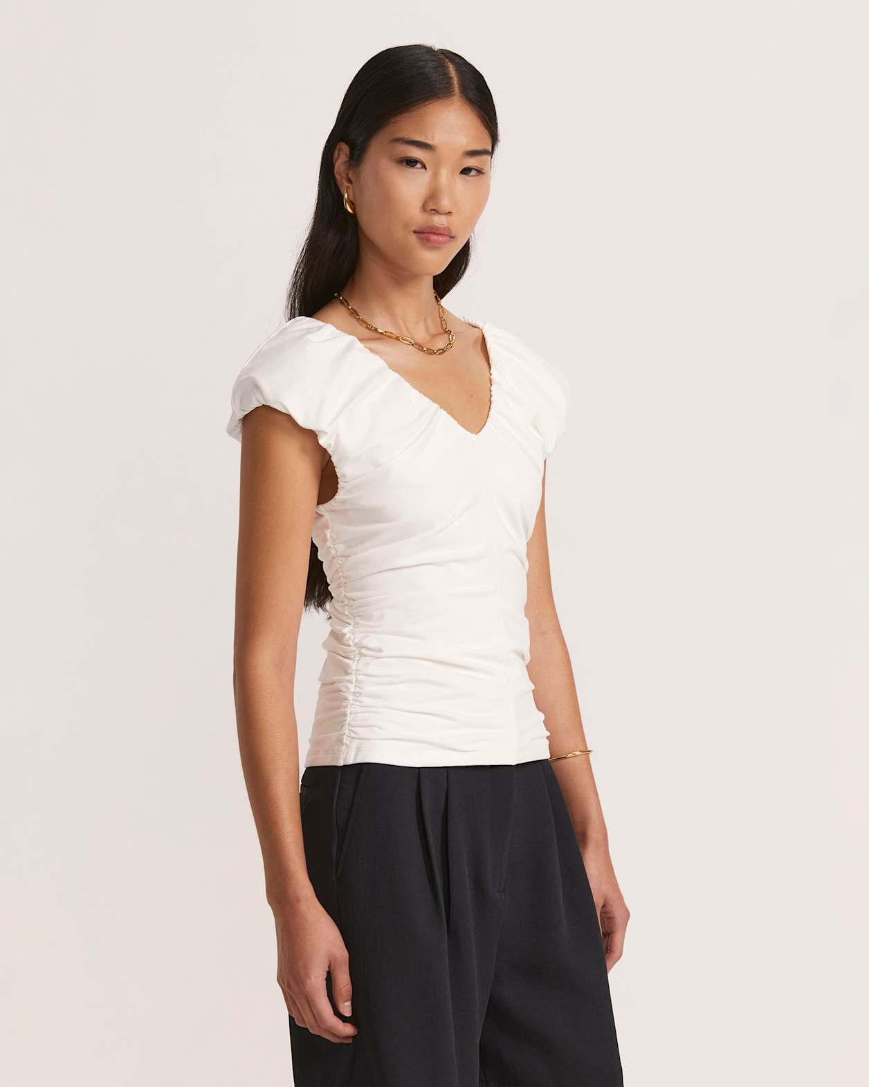 Reagan Rouched Top in WHITE