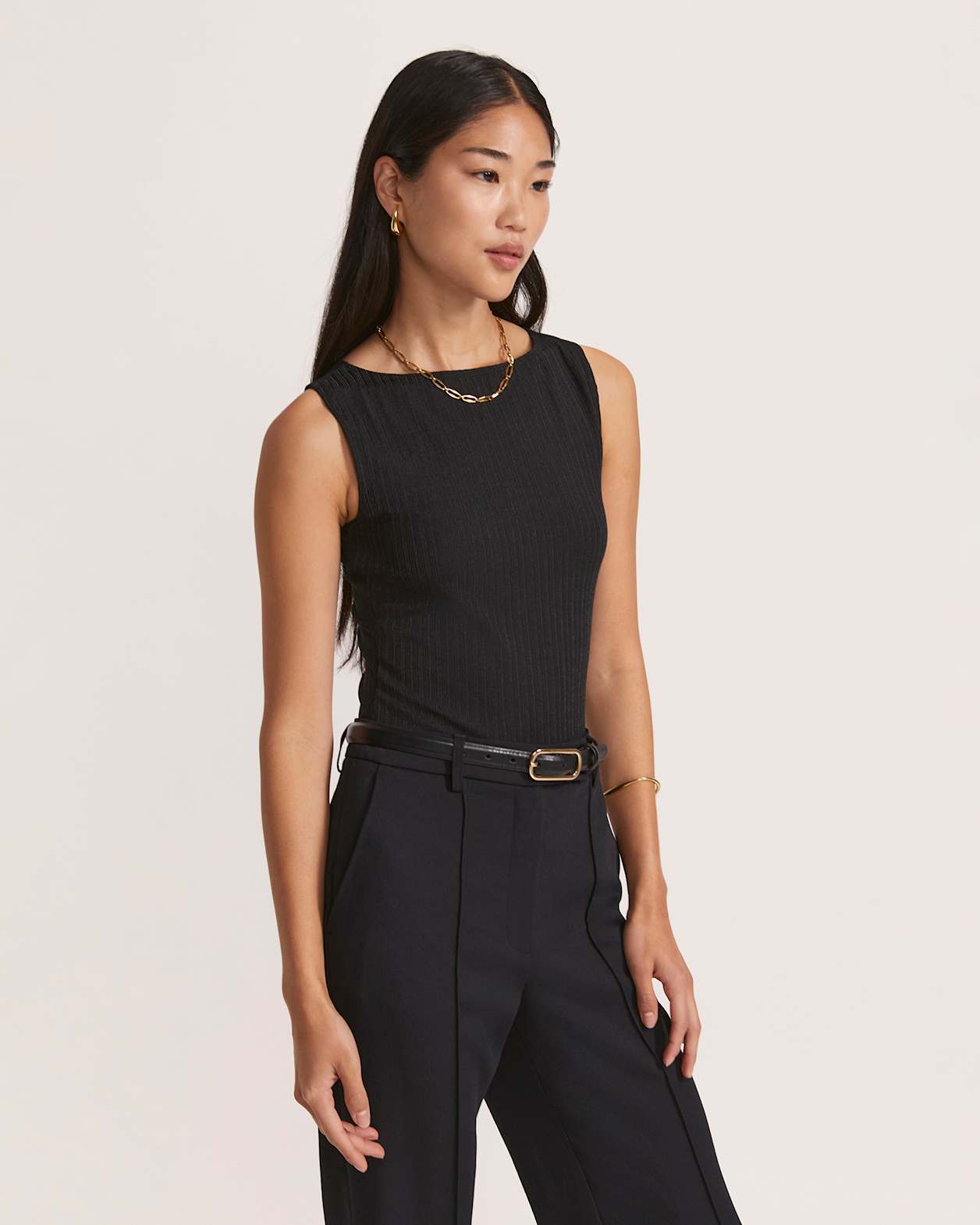 Rubee Boat Neck Tank in BLACK