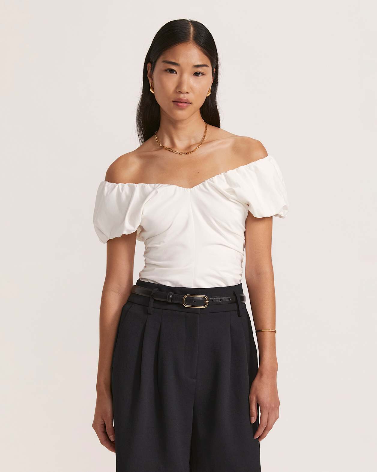 Reagan Rouched Top in WHITE