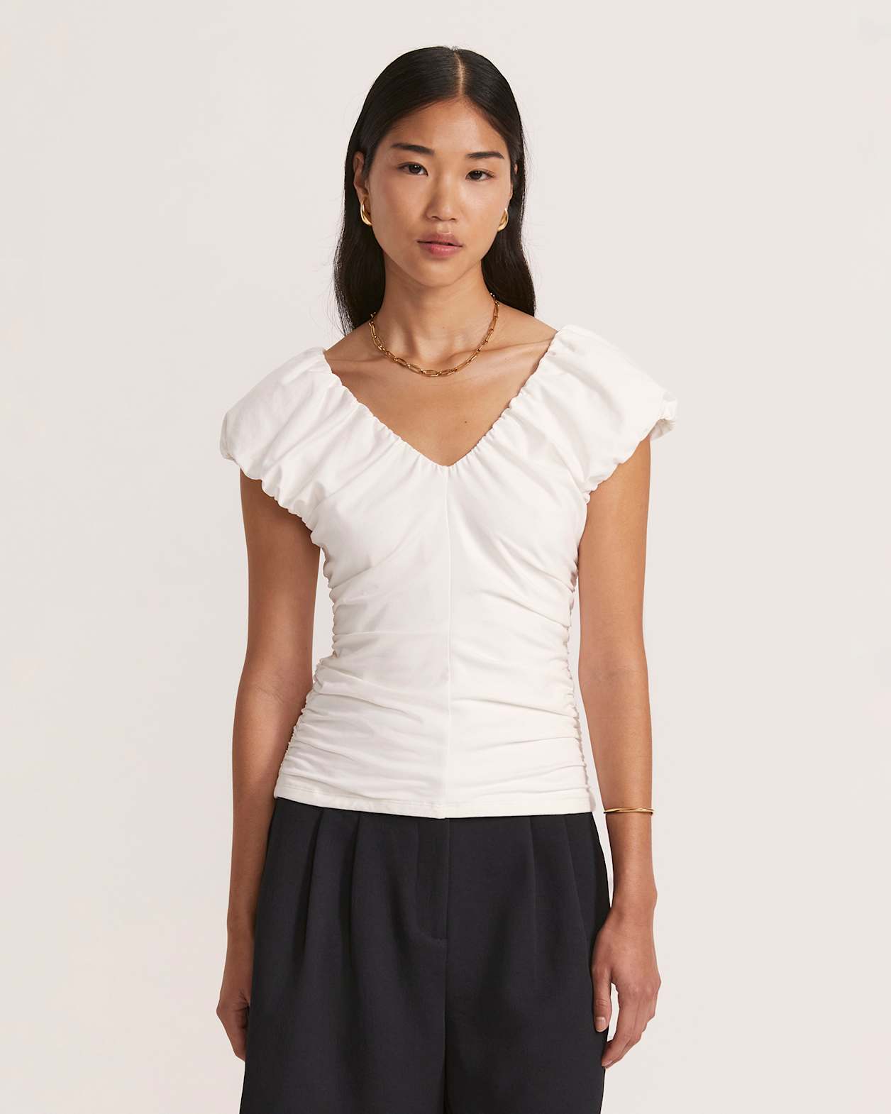 Reagan Rouched Top in WHITE