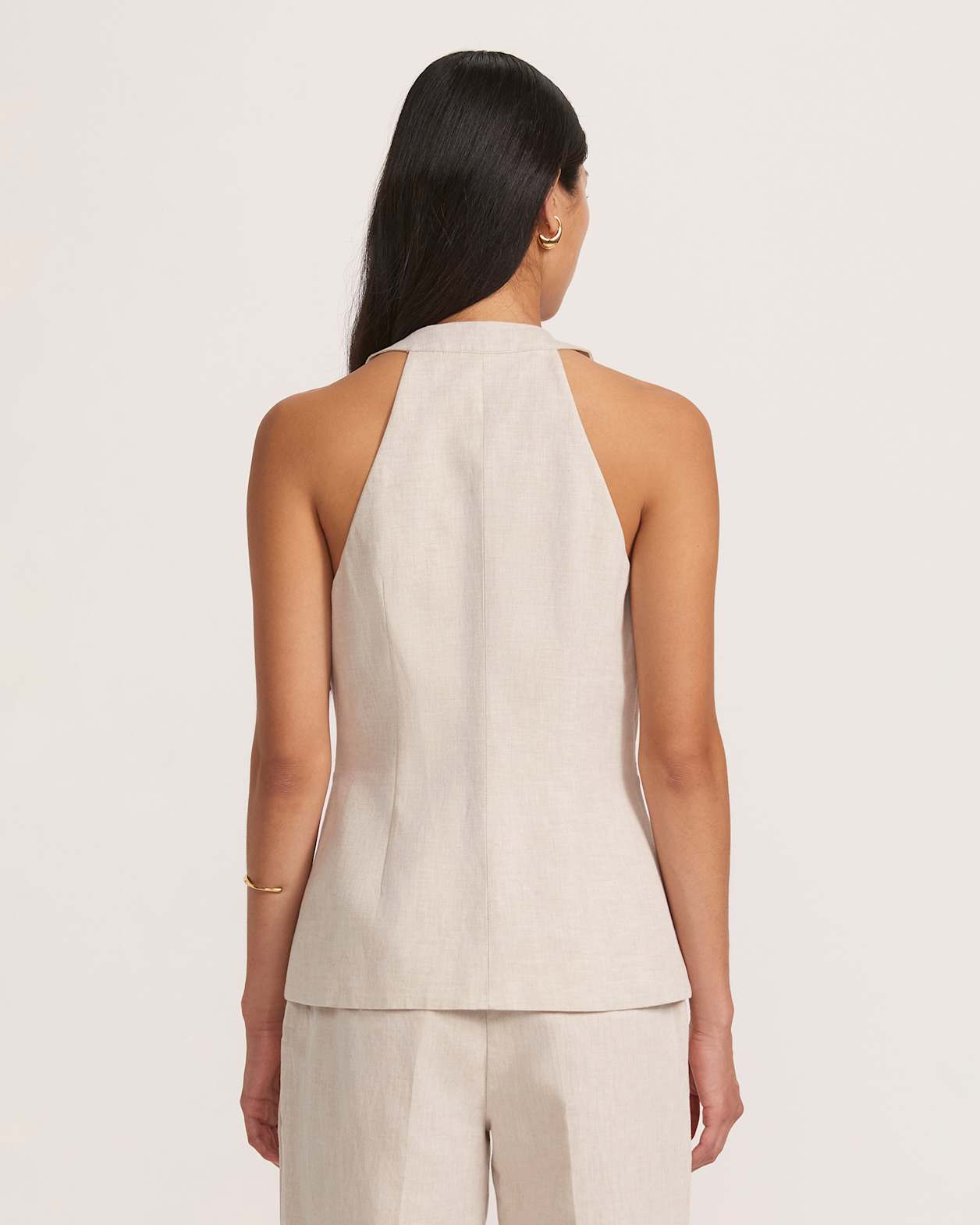 Sienna Linen Vest in OATMEAL MELANGE