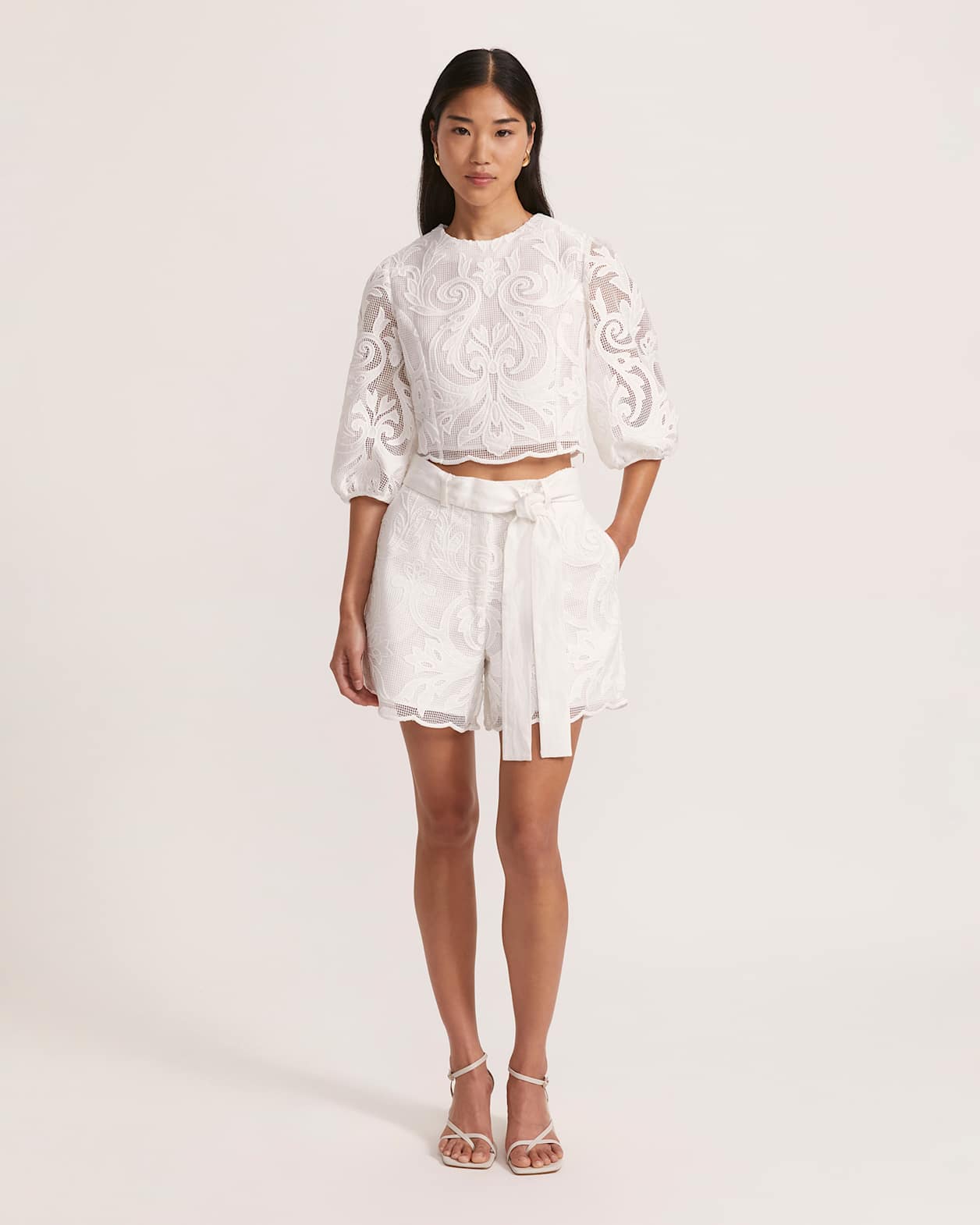 Rielle Puff Sleeve Top in WHITE