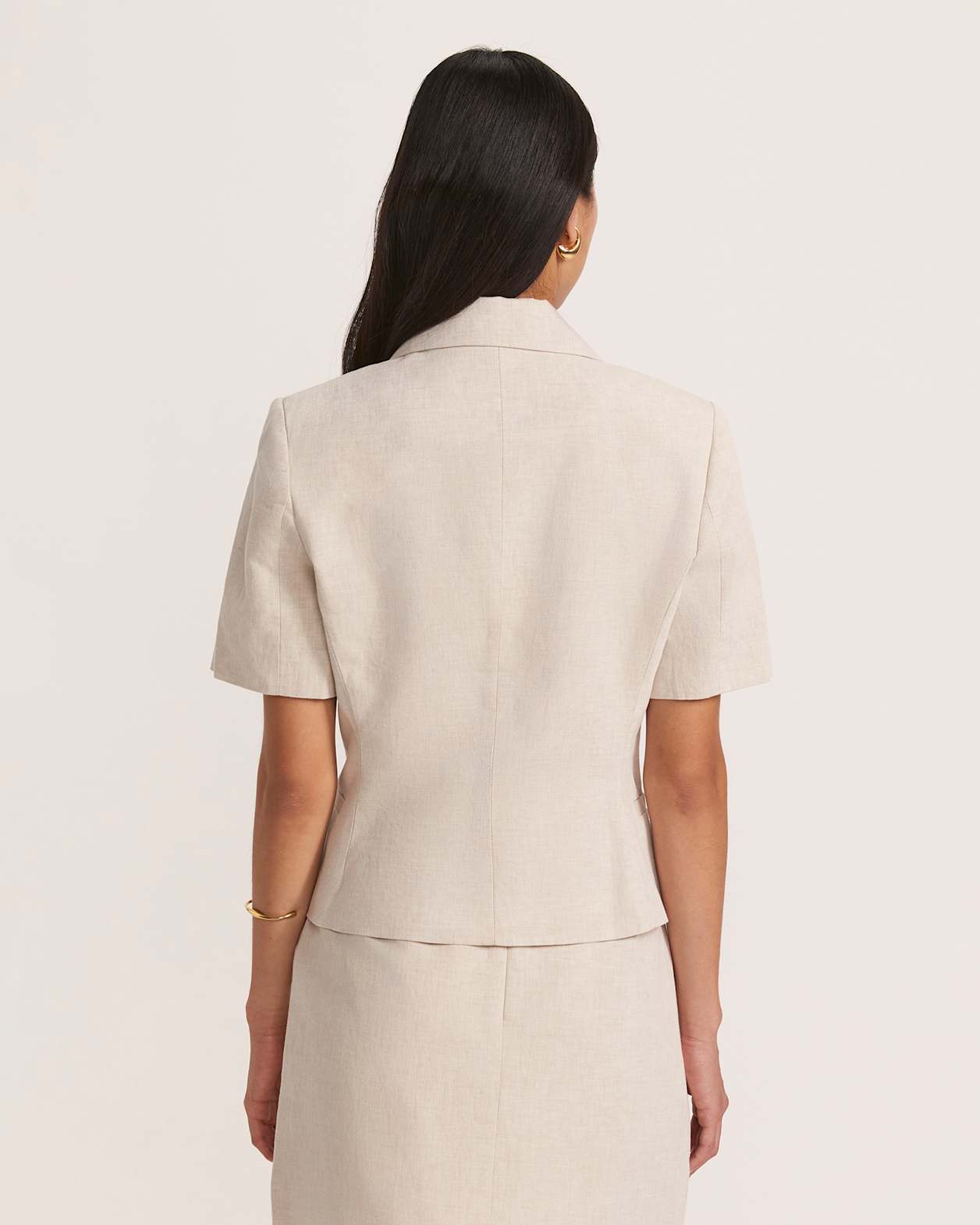 Sienna Linen Scalloped Jacket in OATMEAL MELANGE