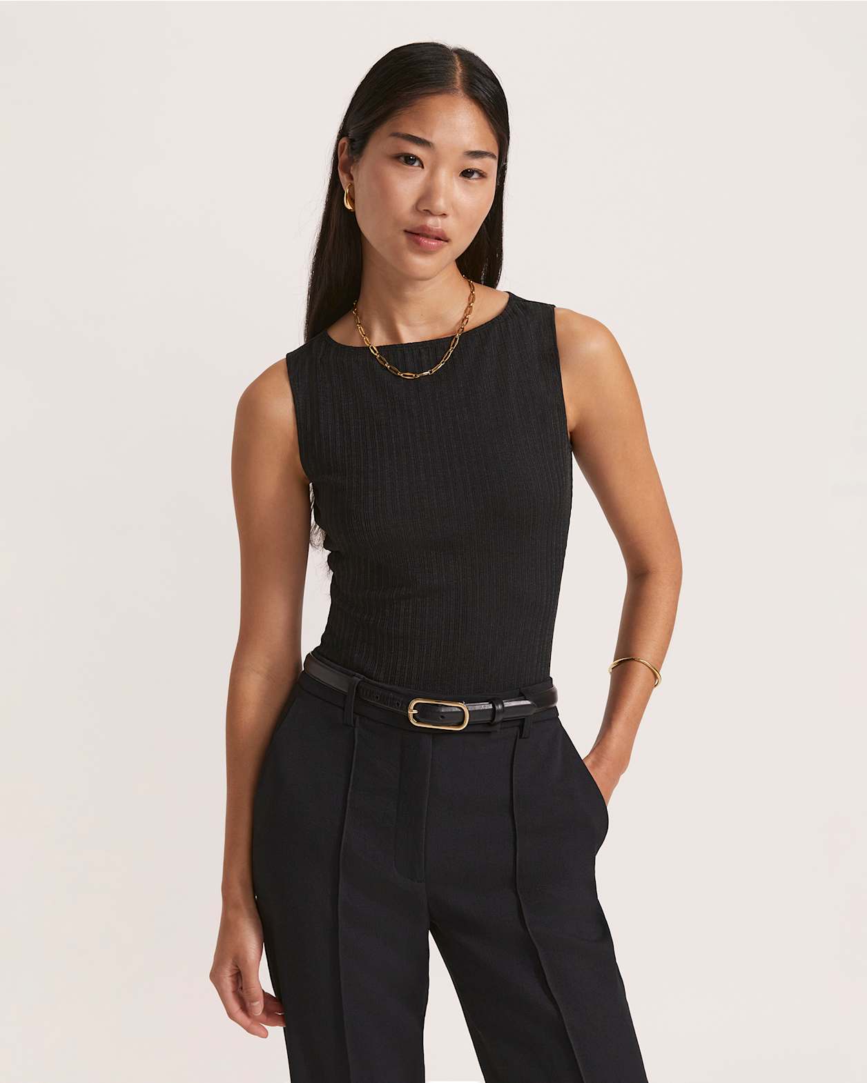 Rubee Boat Neck Tank in BLACK