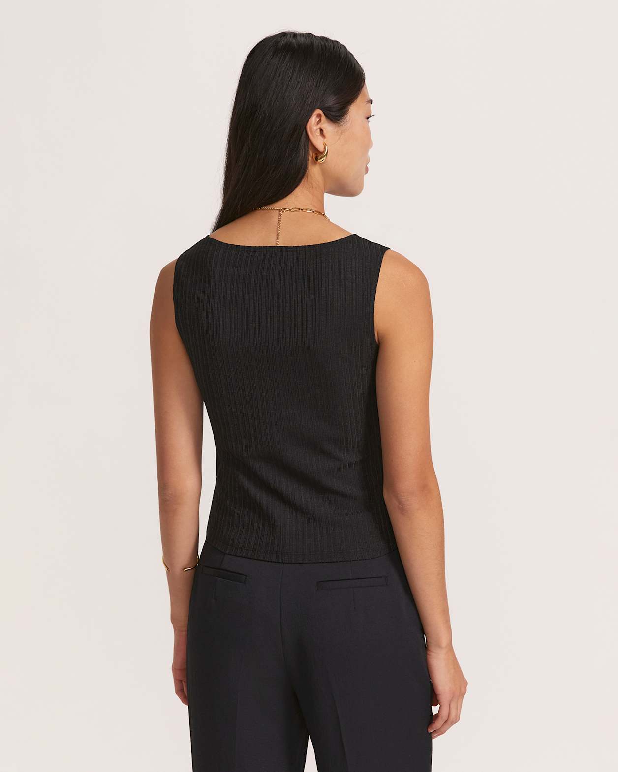 Rubee Boat Neck Tank in BLACK