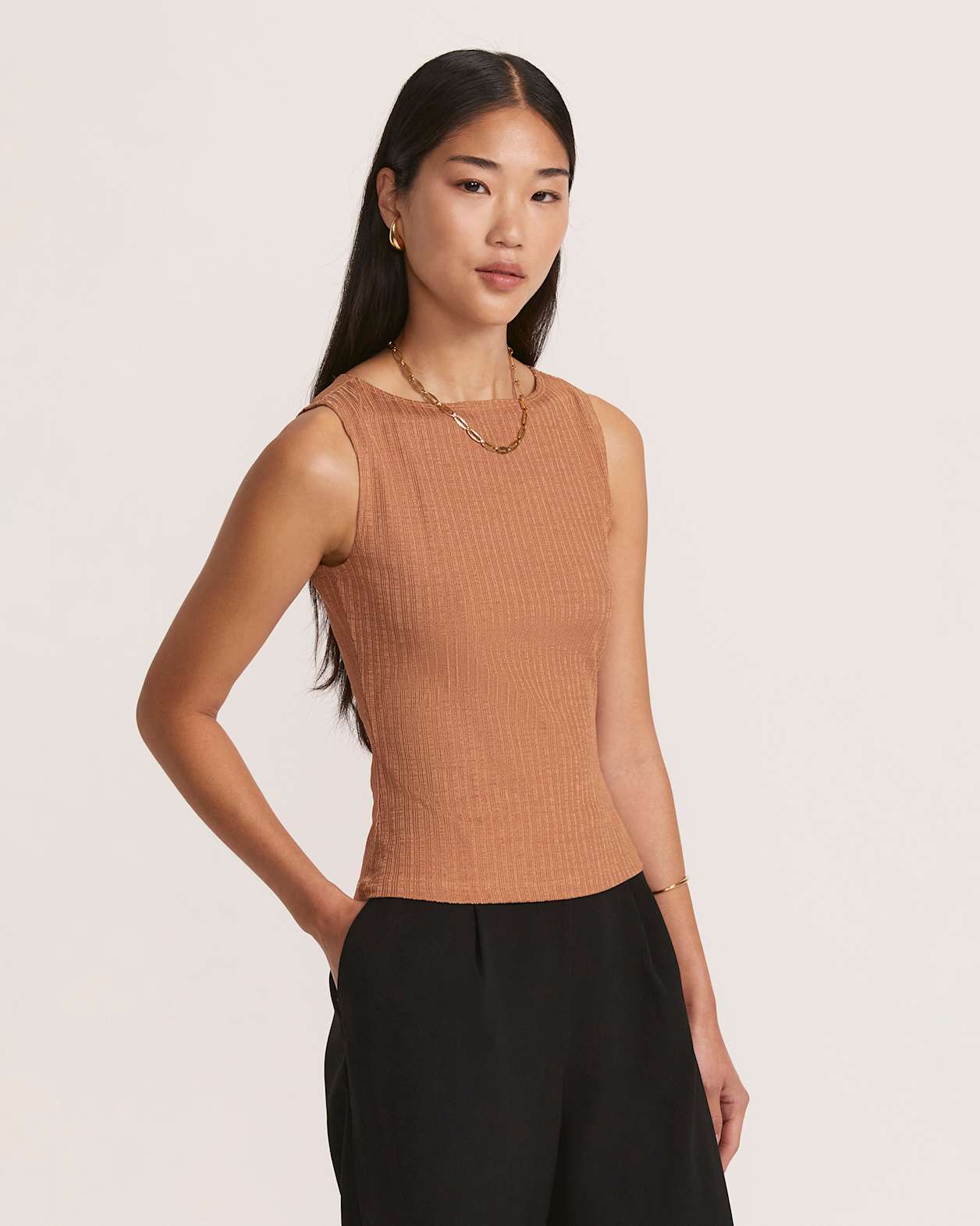 Rubee Boat Neck Tank in COPPER