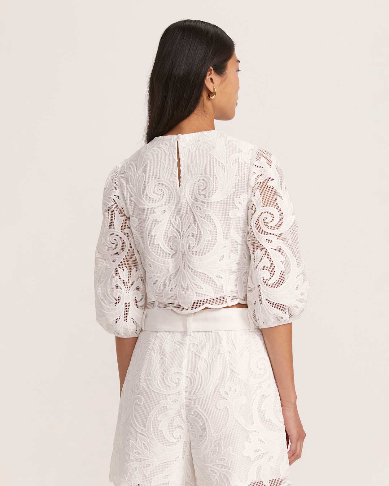 Rielle Puff Sleeve Top in WHITE