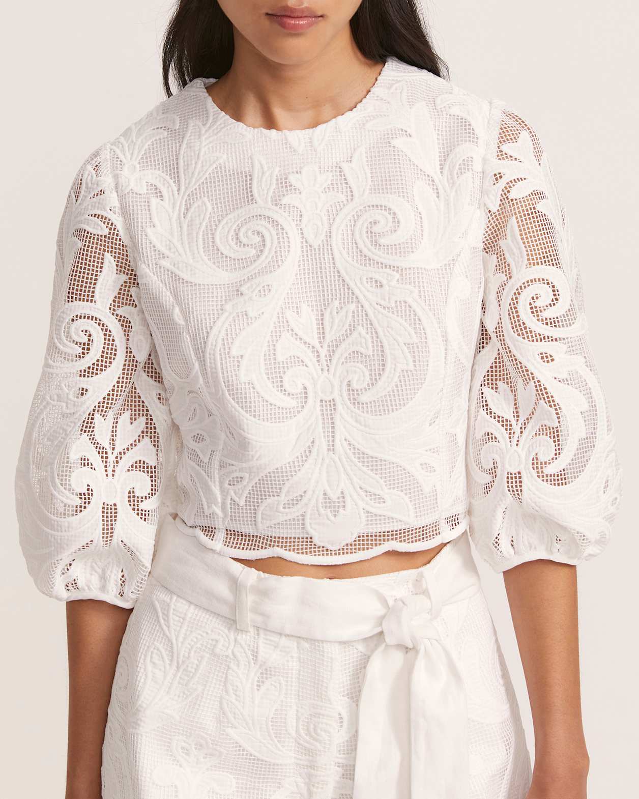Rielle Puff Sleeve Top in WHITE