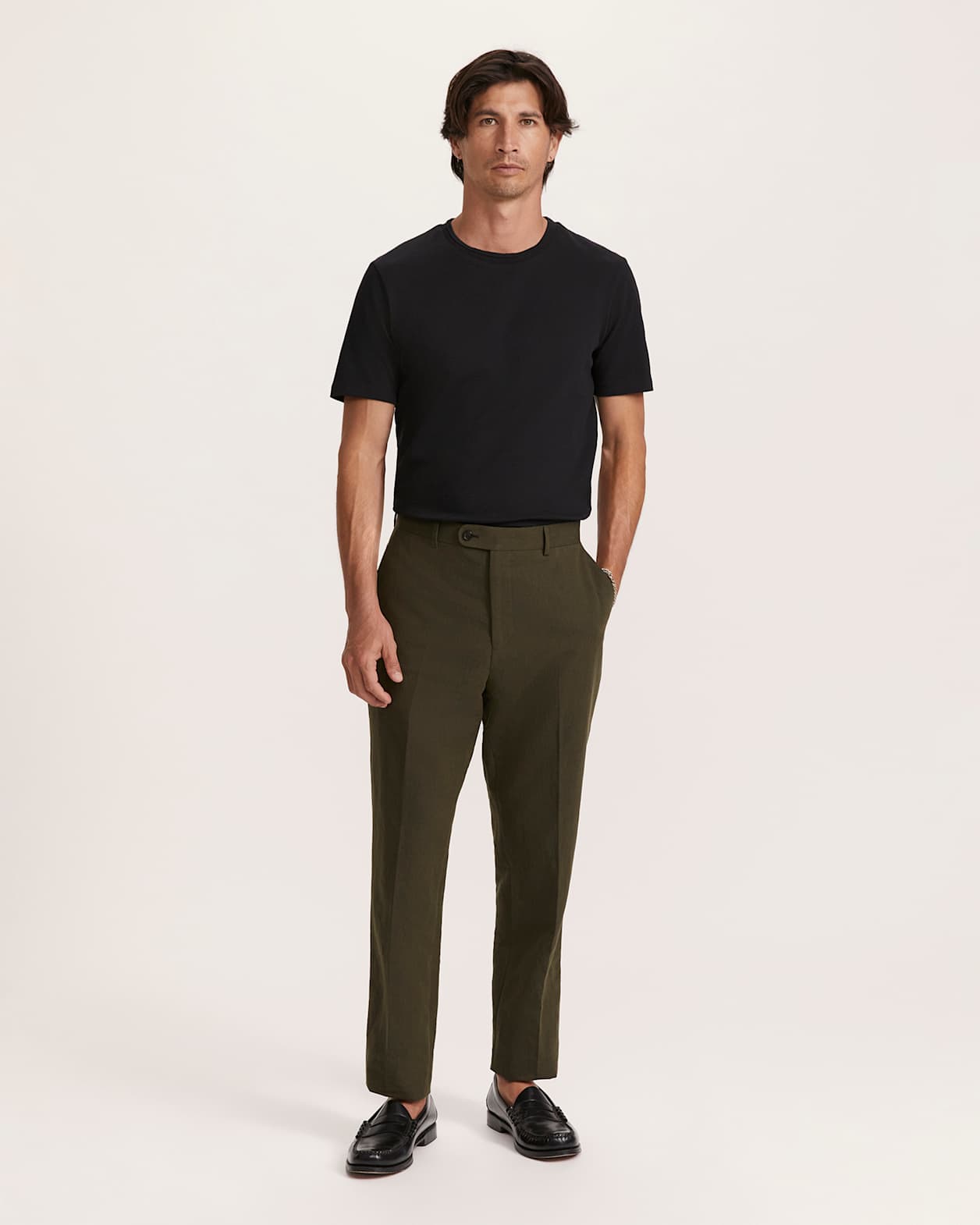 Brookes Cotton Linen Suit Pant in KHAKI