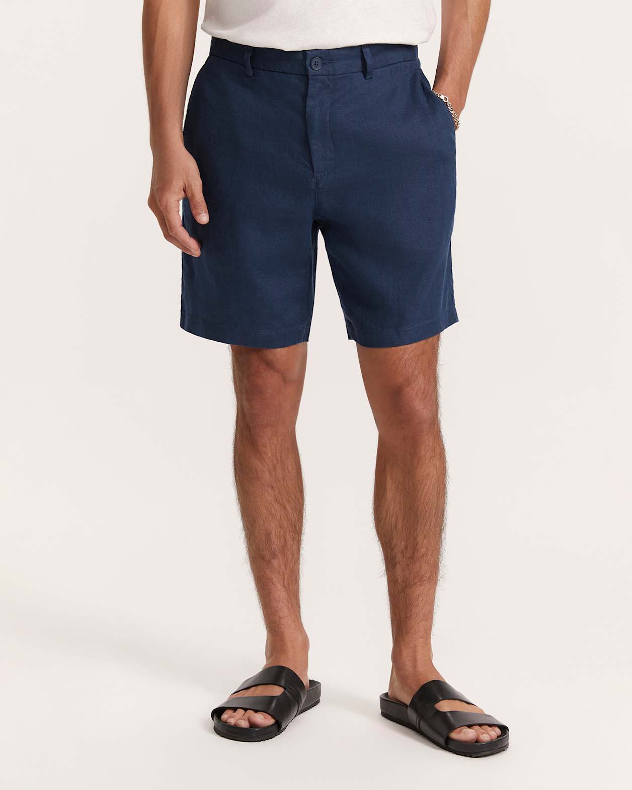 Luca Linen Short in DARK BLUE