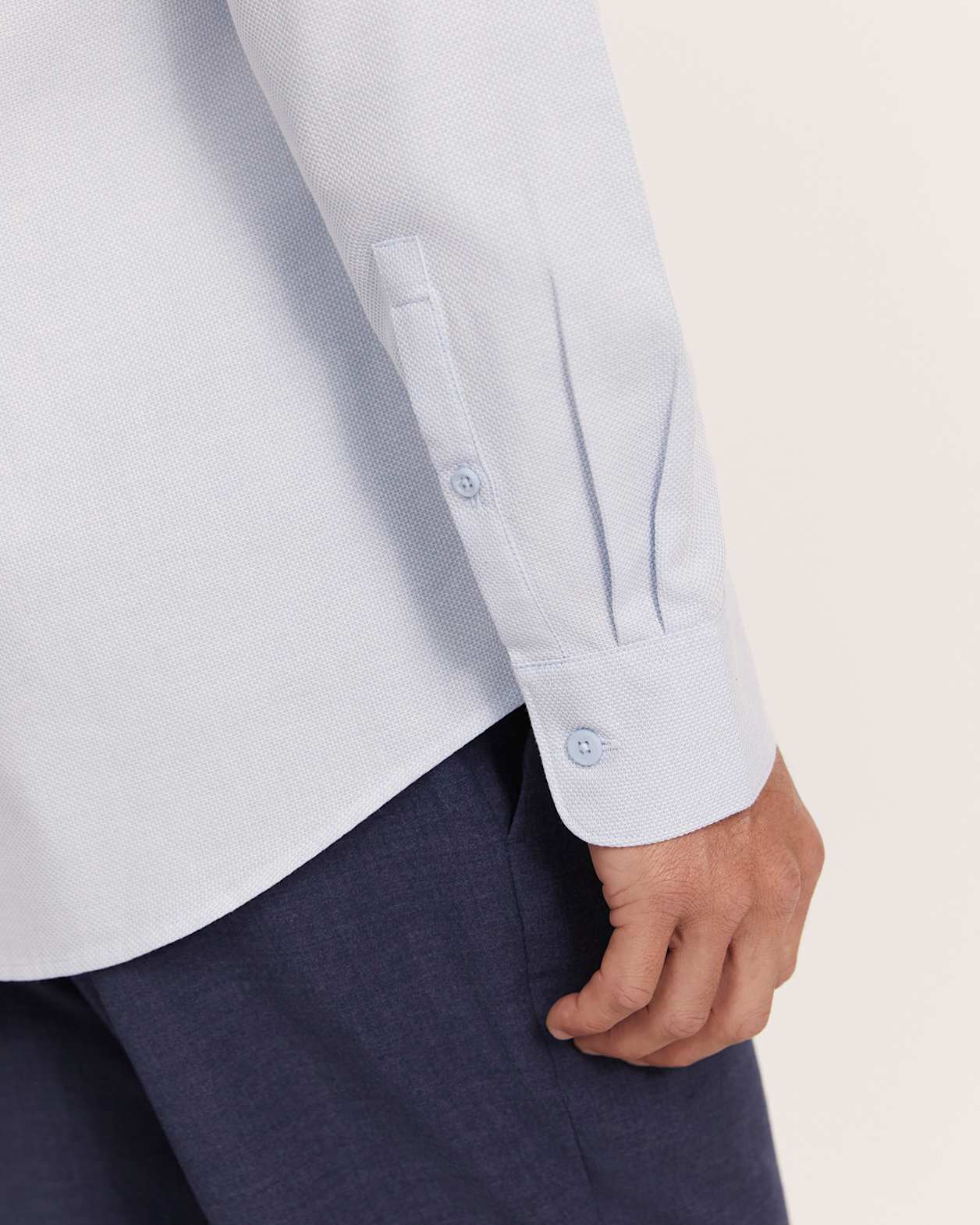 Everett Modern Textured Cotton Shirt in BLUE