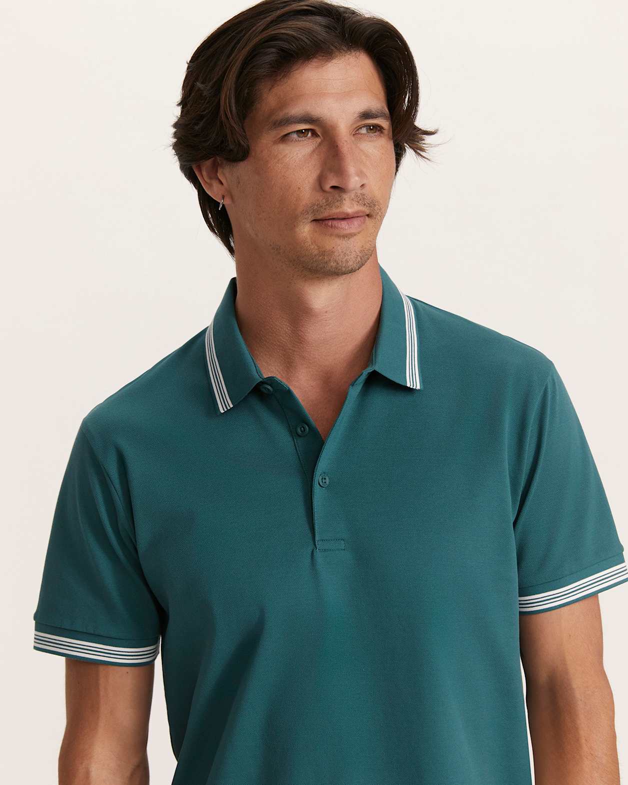 Andy Tipped Cotton Polo in DARK GREEN
